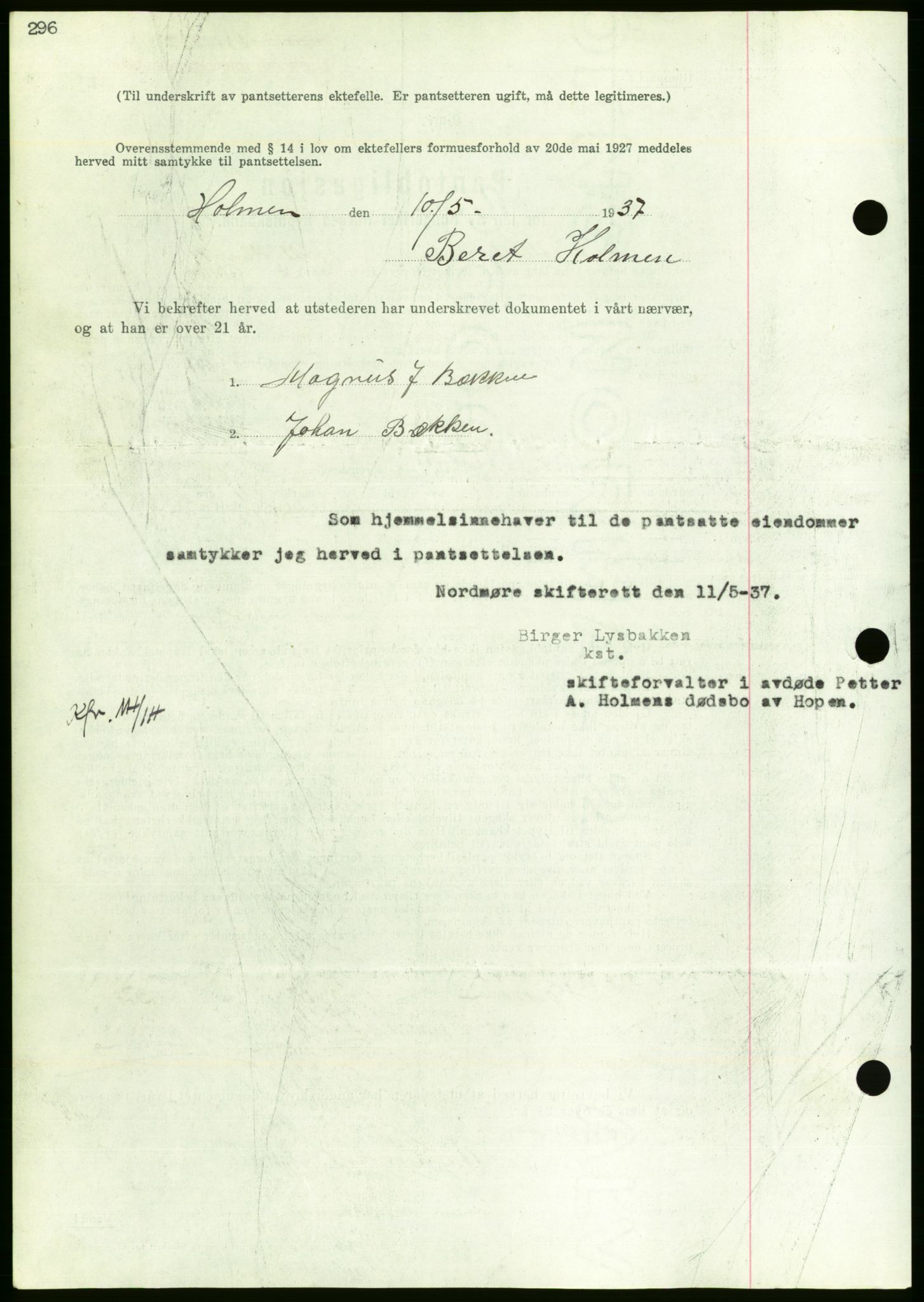 Nordmøre sorenskriveri, AV/SAT-A-4132/1/2/2Ca/L0091: Mortgage book no. B81, 1937-1937, Diary no: : 1231/1937