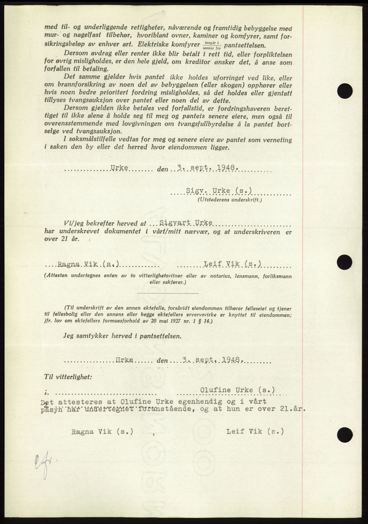 Søre Sunnmøre sorenskriveri, AV/SAT-A-4122/1/2/2C/L0116: Mortgage book no. 4B, 1948-1949, Diary no: : 1196/1948