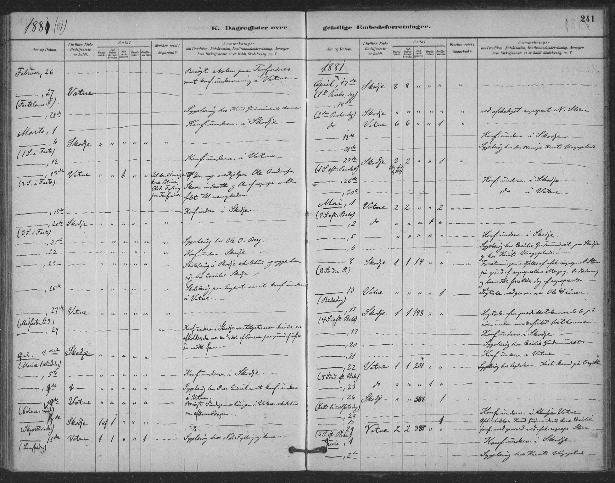 Ministerialprotokoller, klokkerbøker og fødselsregistre - Møre og Romsdal, AV/SAT-A-1454/524/L0356: Parish register (official) no. 524A08, 1880-1899, p. 241