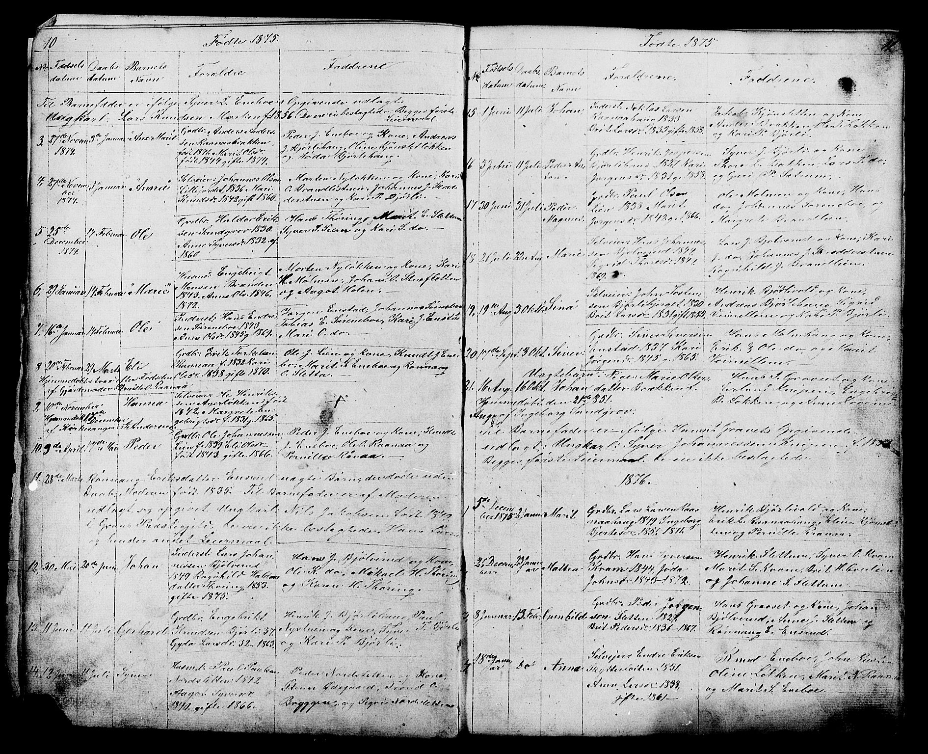Lesja prestekontor, SAH/PREST-068/H/Ha/Hab/L0006: Parish register (copy) no. 6, 1871-1904, p. 10-11