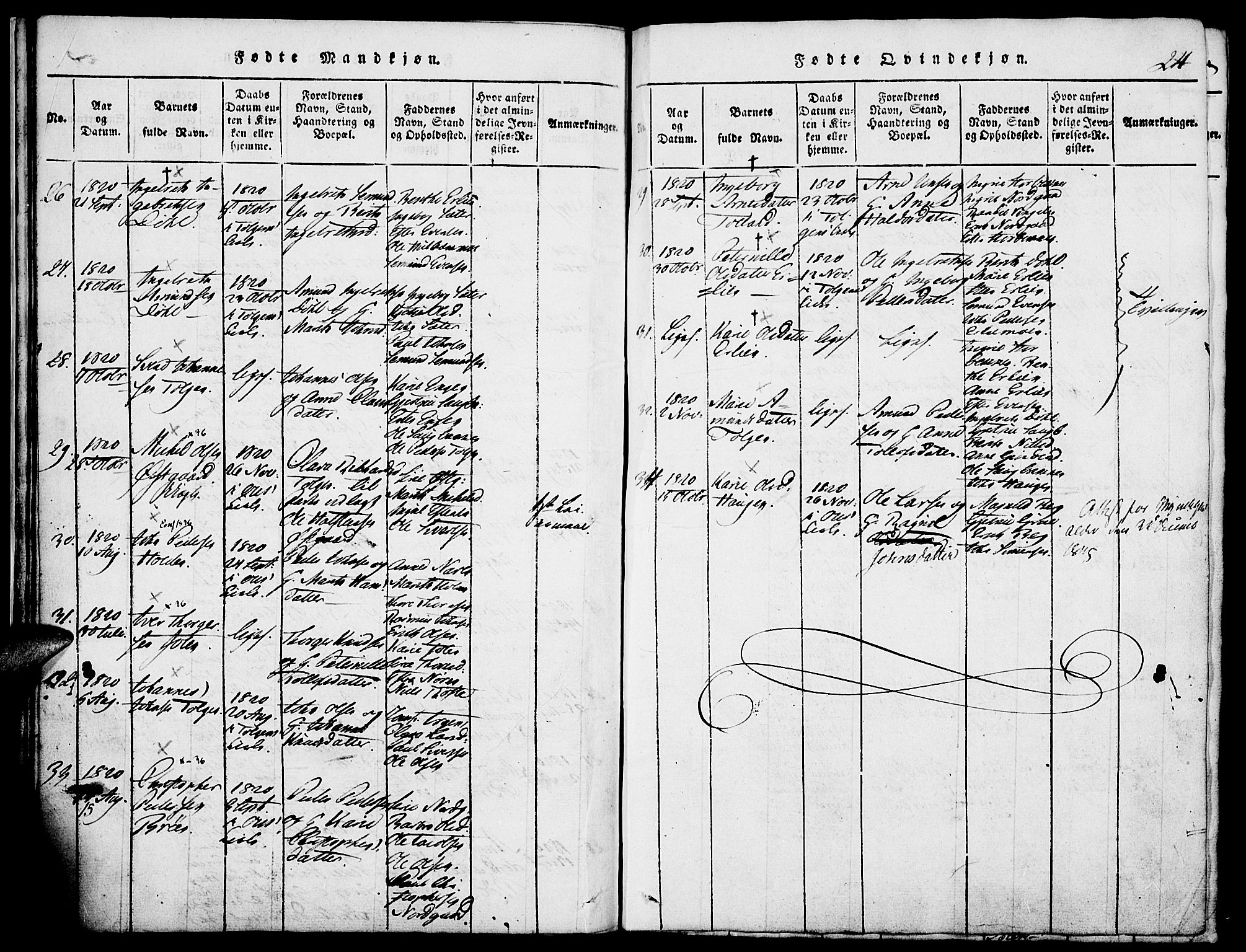Tolga prestekontor, SAH/PREST-062/K/L0004: Parish register (official) no. 4, 1815-1836, p. 24