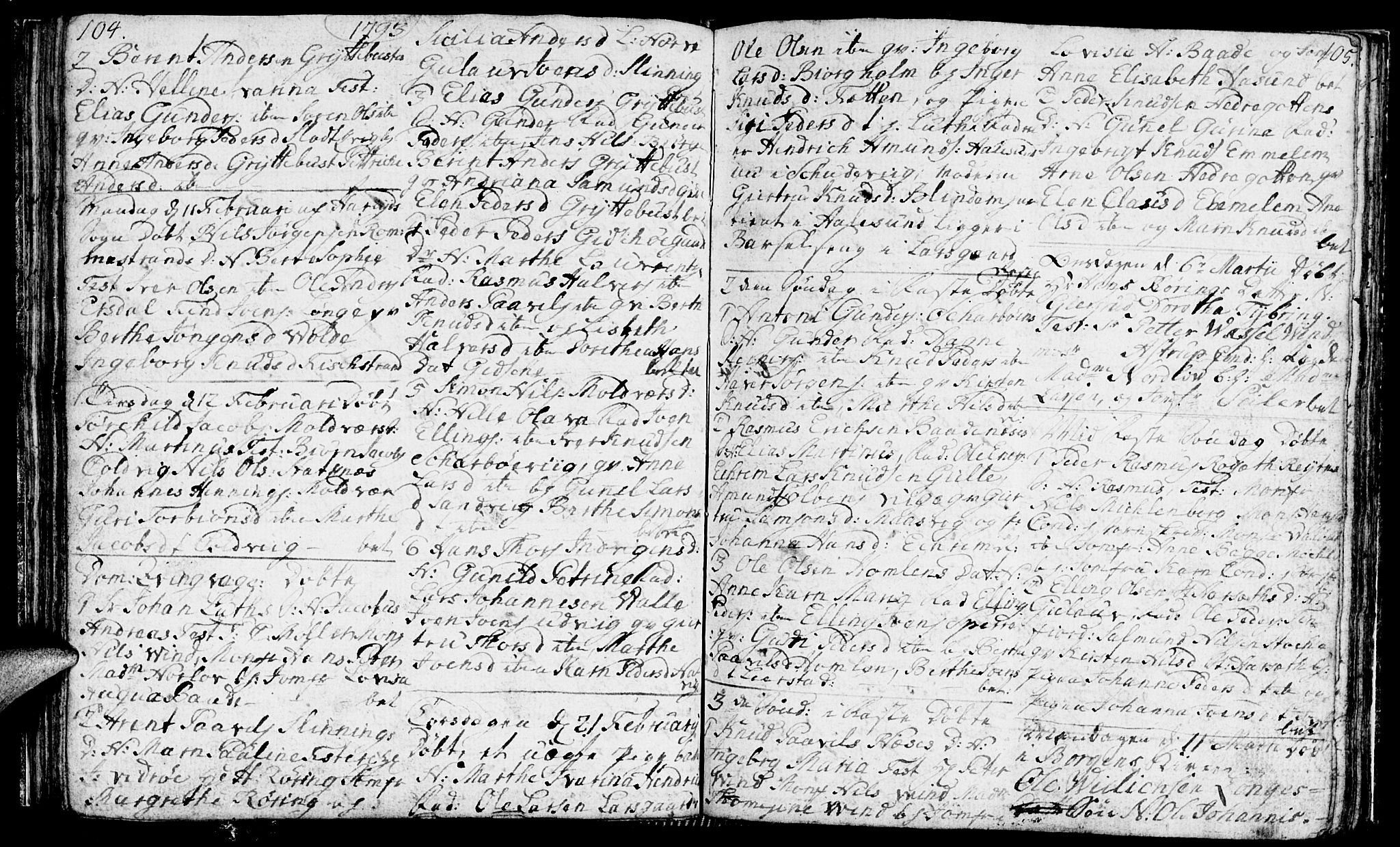 Ministerialprotokoller, klokkerbøker og fødselsregistre - Møre og Romsdal, AV/SAT-A-1454/528/L0421: Parish register (copy) no. 528C02, 1785-1800, p. 104-105