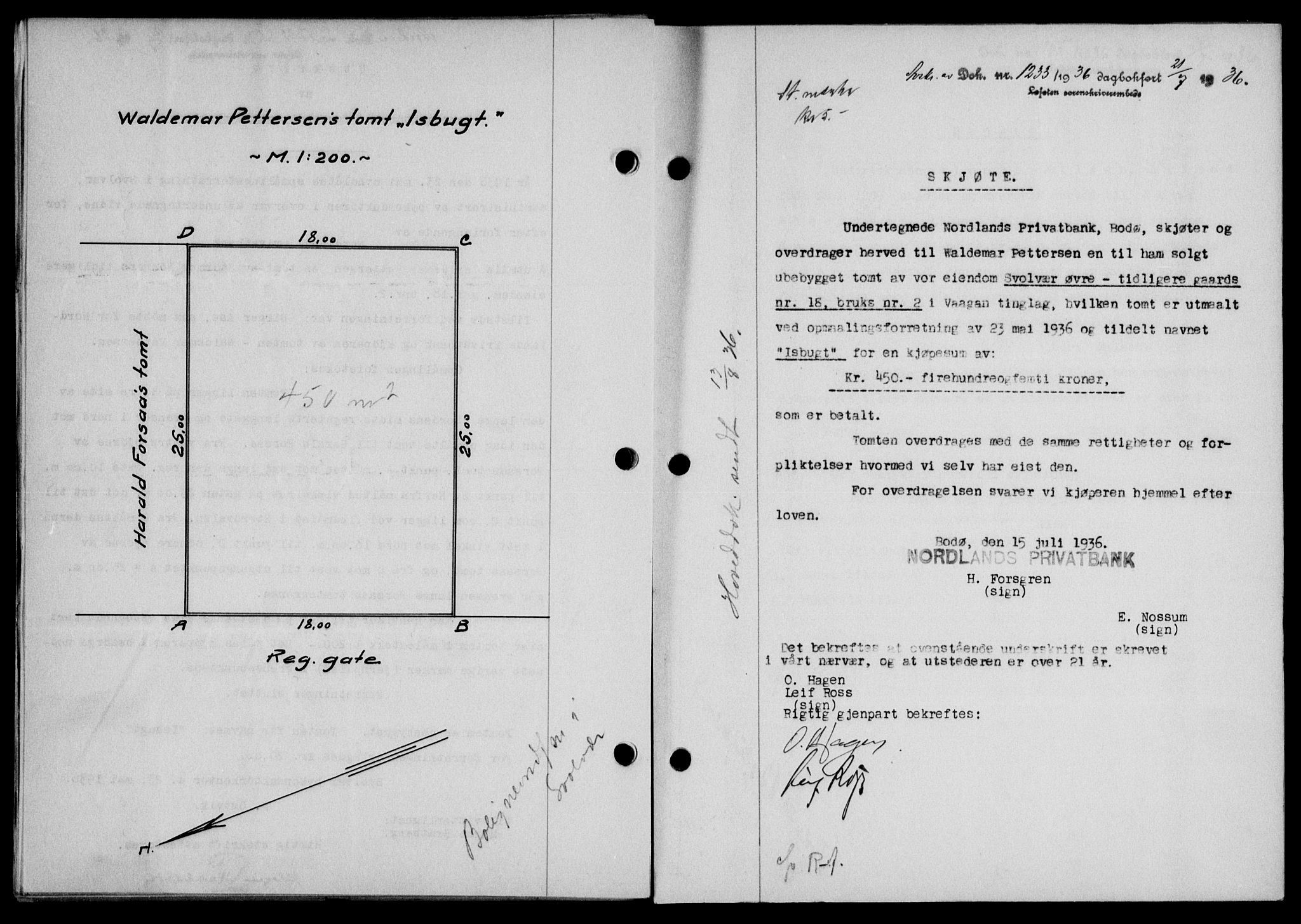 Lofoten sorenskriveri, SAT/A-0017/1/2/2C/L0001a: Mortgage book no. 1a, 1936-1937, Diary no: : 1233/1936