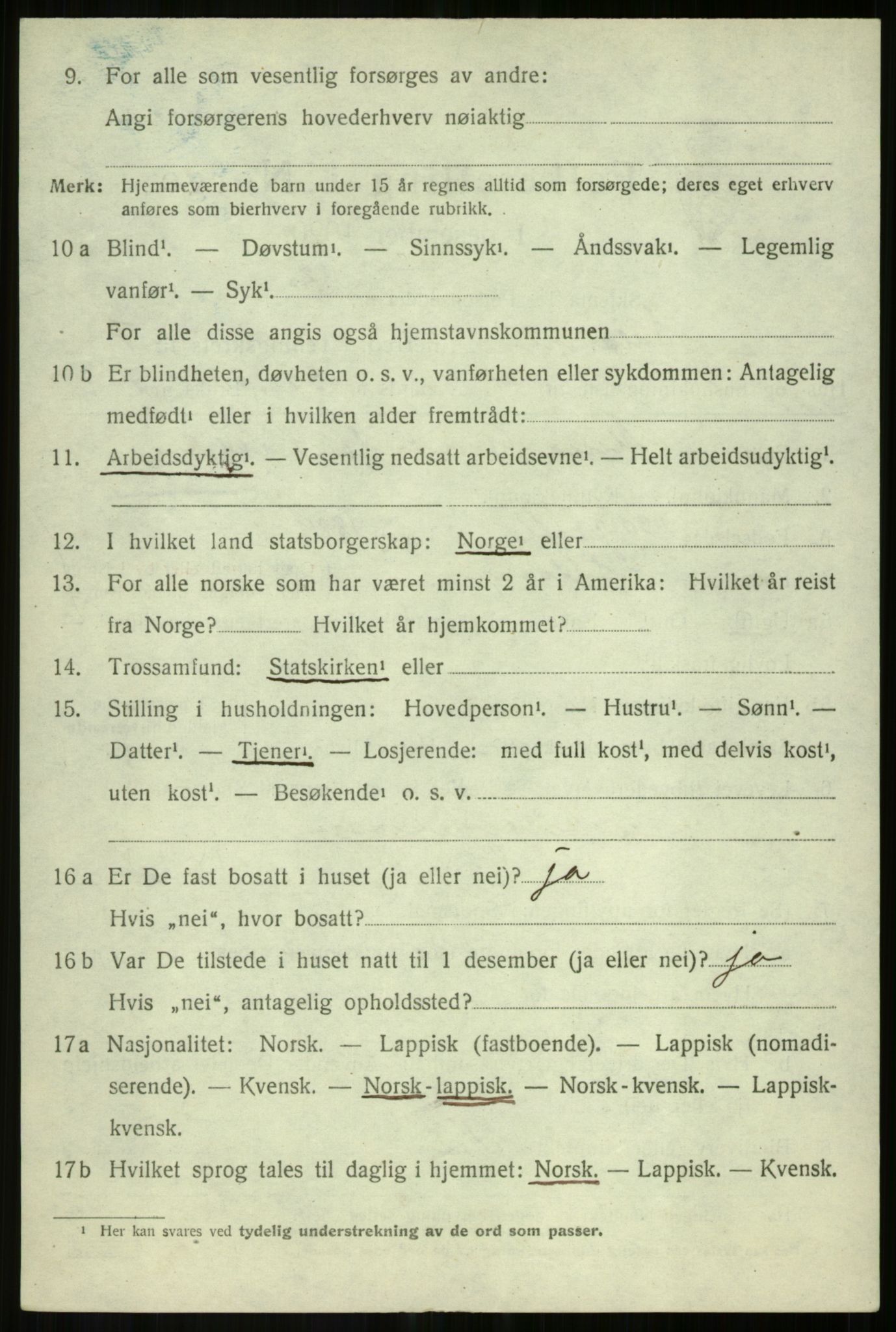 SATØ, 1920 census for Salangen, 1920, p. 4901