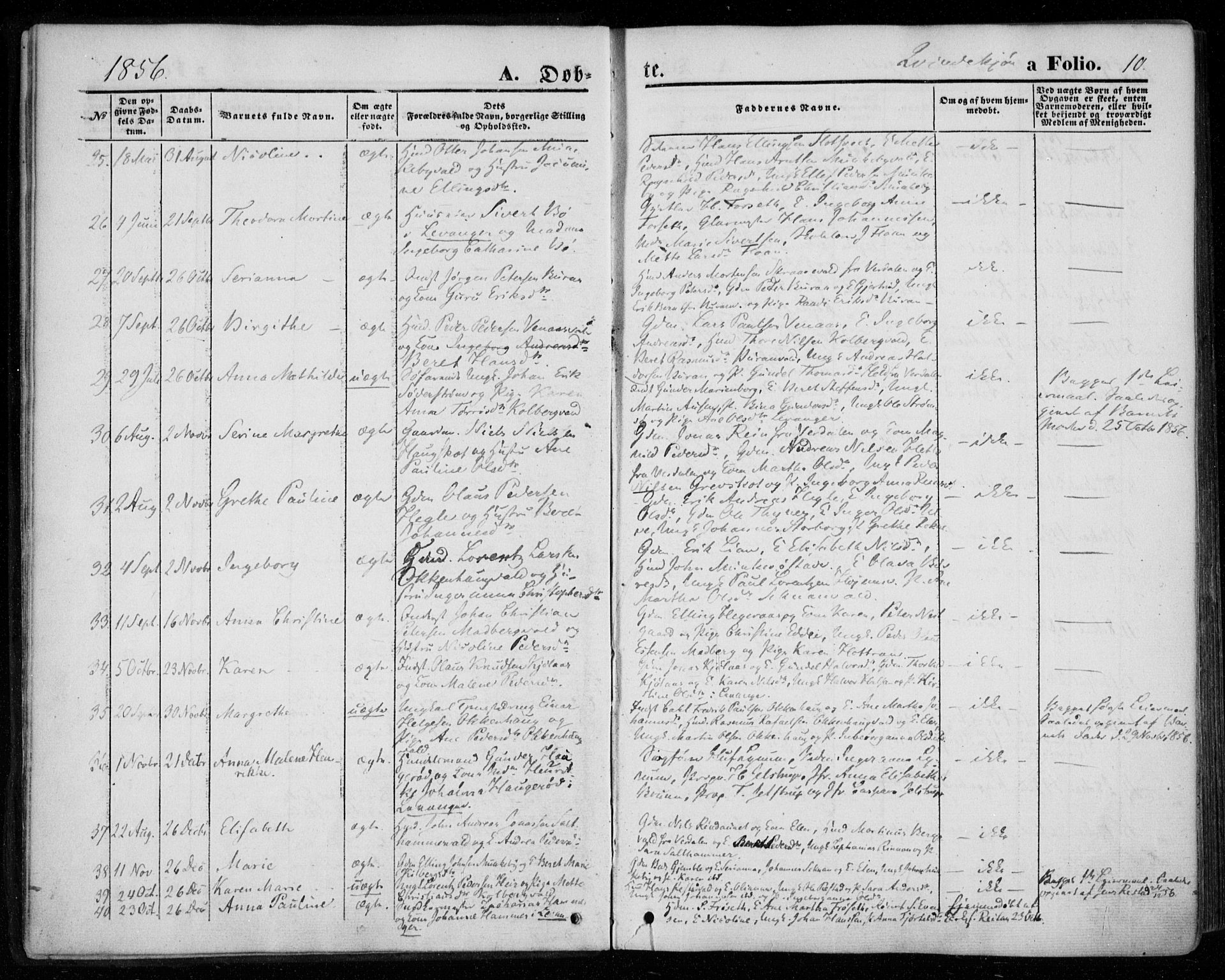 Ministerialprotokoller, klokkerbøker og fødselsregistre - Nord-Trøndelag, SAT/A-1458/720/L0184: Parish register (official) no. 720A02 /2, 1855-1863, p. 10