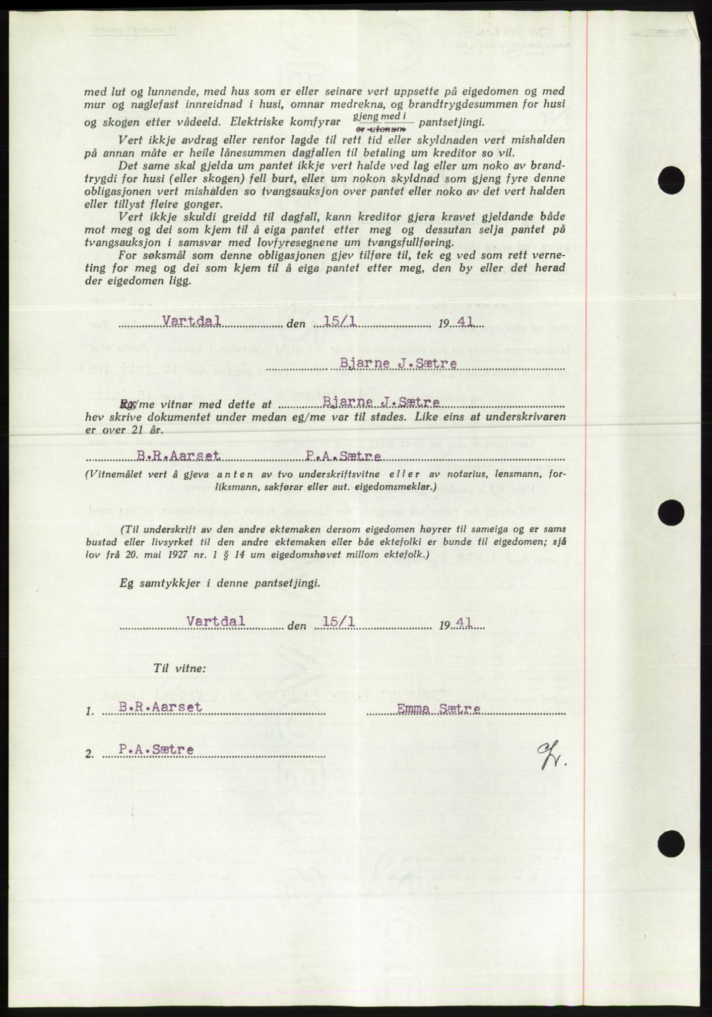 Søre Sunnmøre sorenskriveri, AV/SAT-A-4122/1/2/2C/L0070: Mortgage book no. 64, 1940-1941, Diary no: : 79/1941