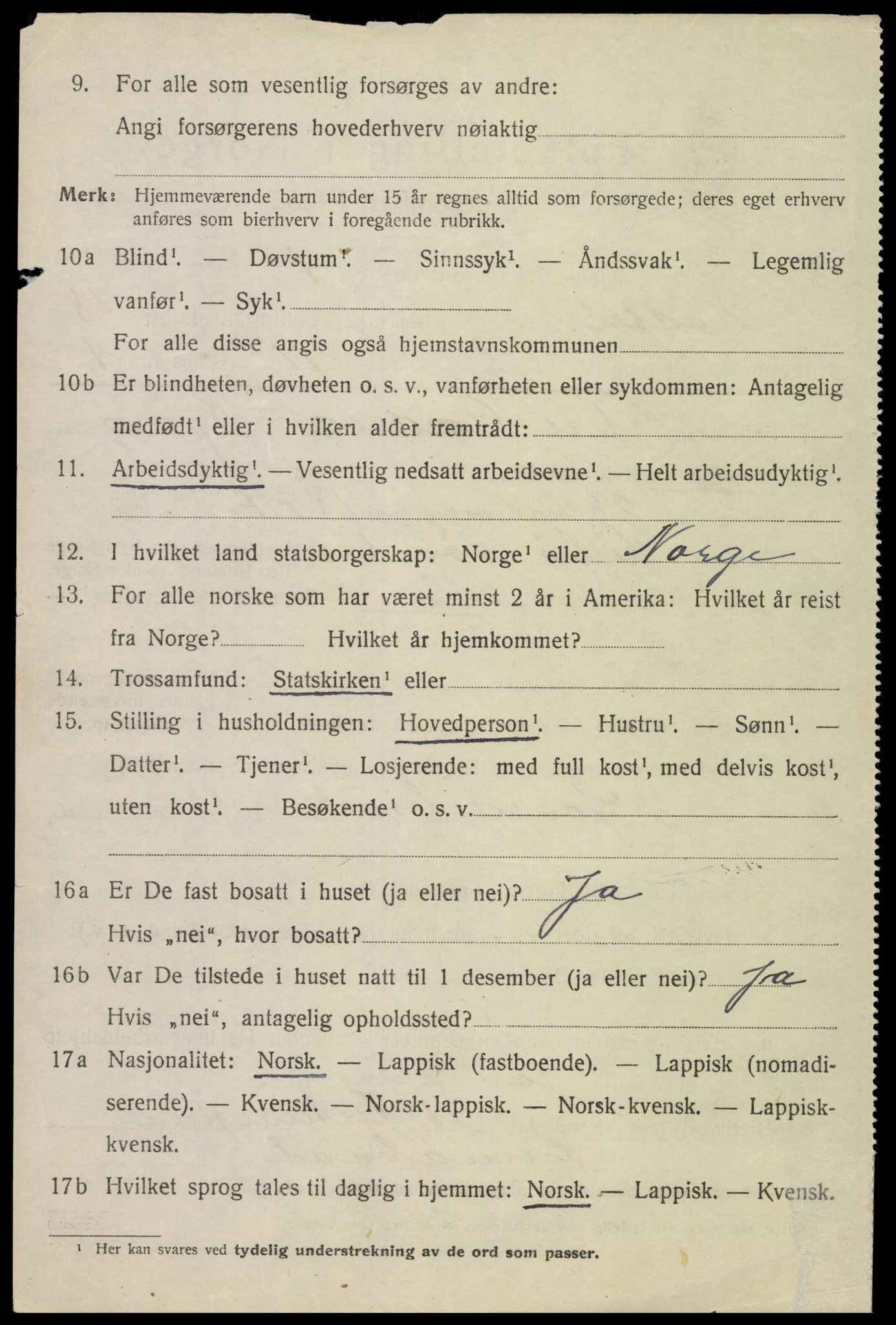SAT, 1920 census for Hadsel, 1920, p. 16485