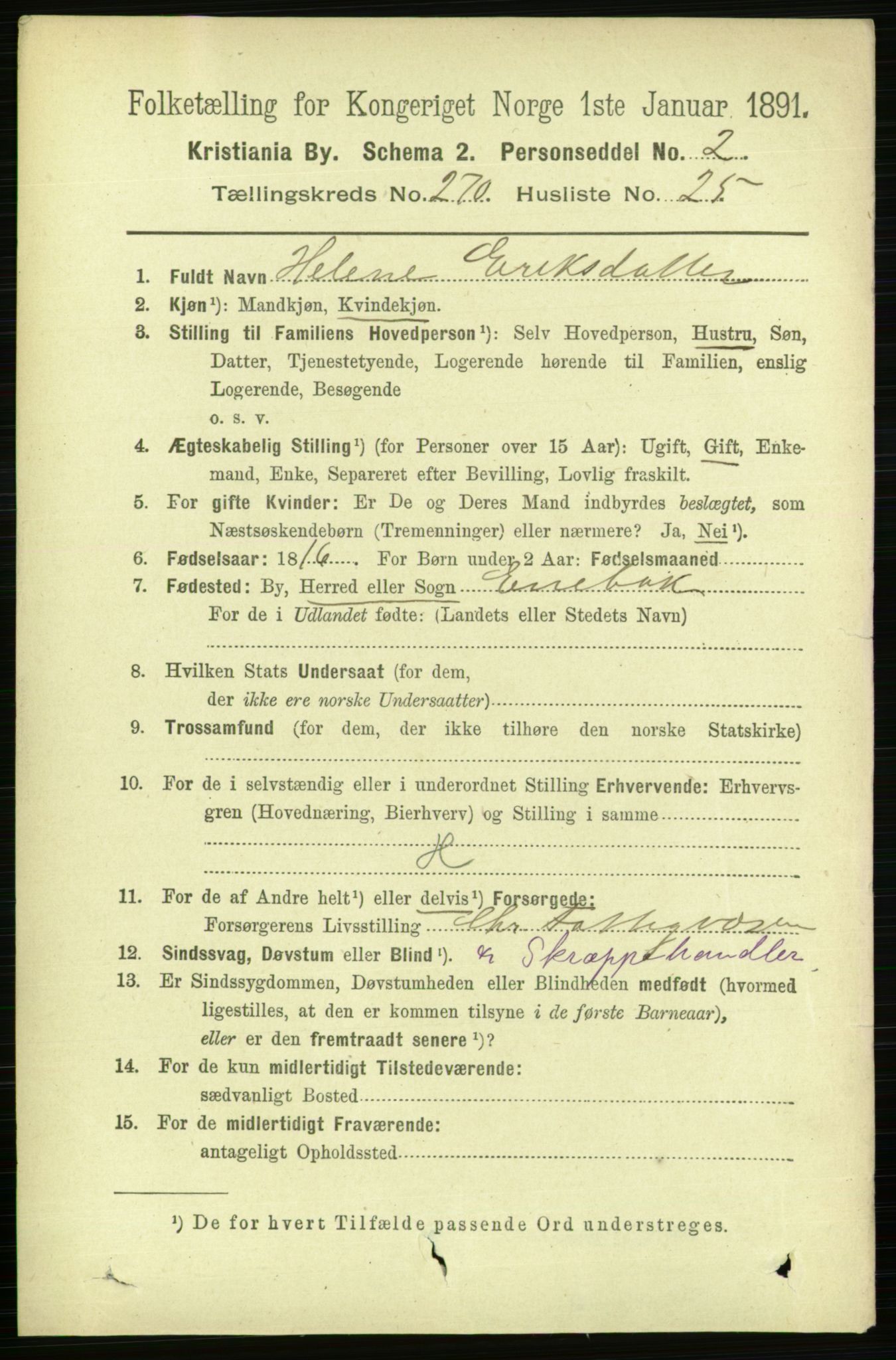 RA, 1891 census for 0301 Kristiania, 1891, p. 164485