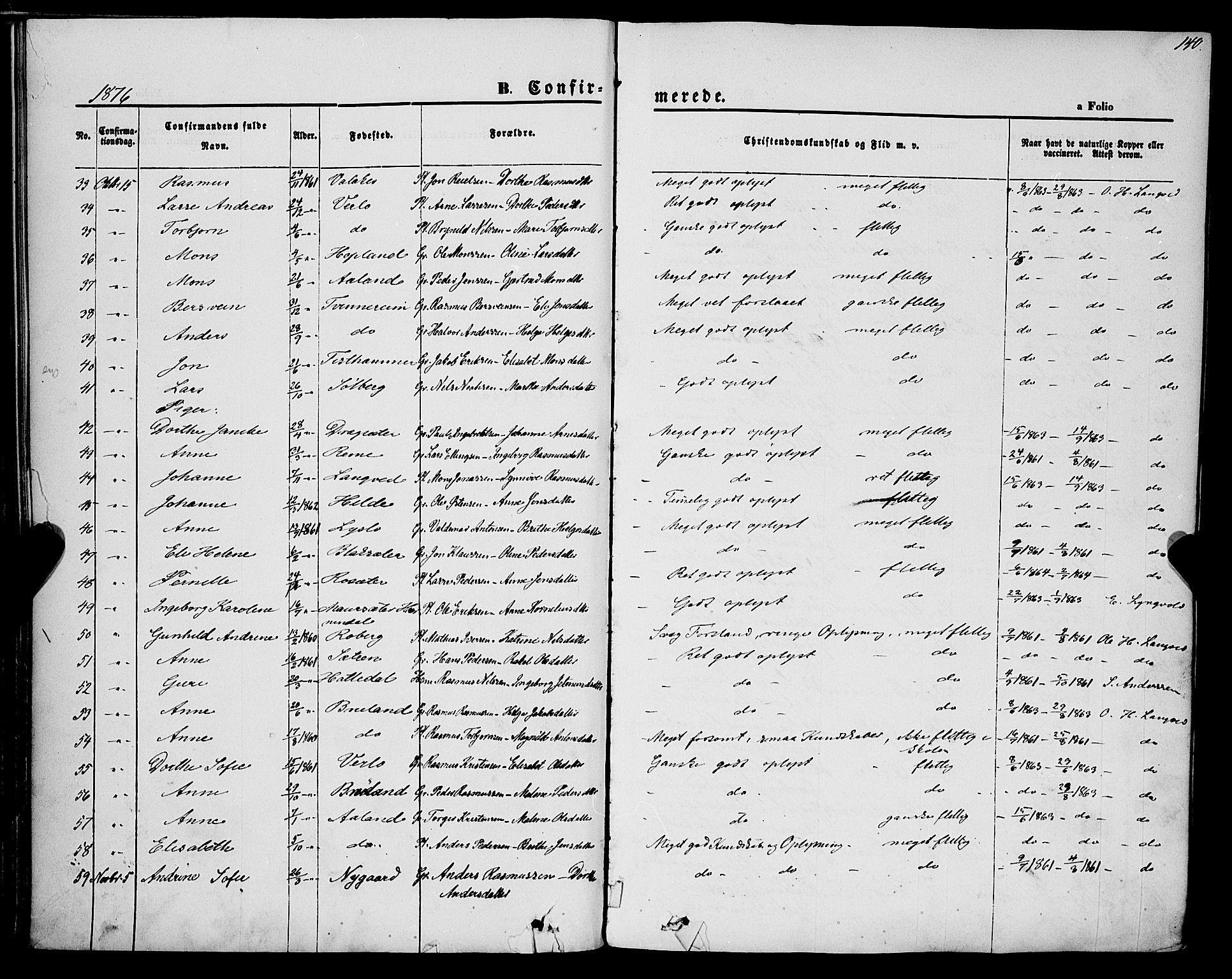 Innvik sokneprestembete, SAB/A-80501: Parish register (official) no. A 6, 1865-1878, p. 140