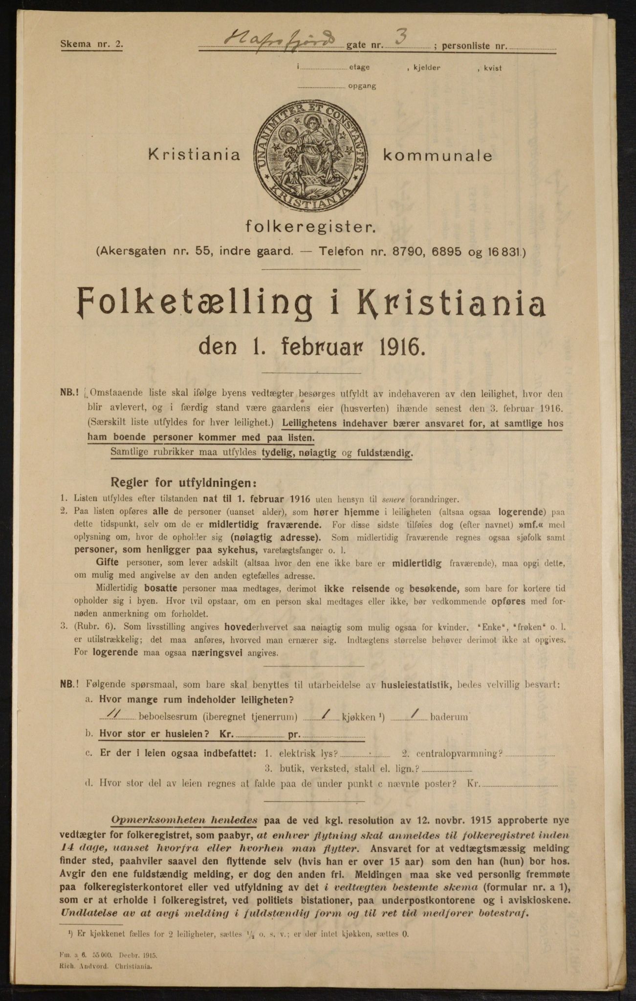 OBA, Municipal Census 1916 for Kristiania, 1916, p. 33854