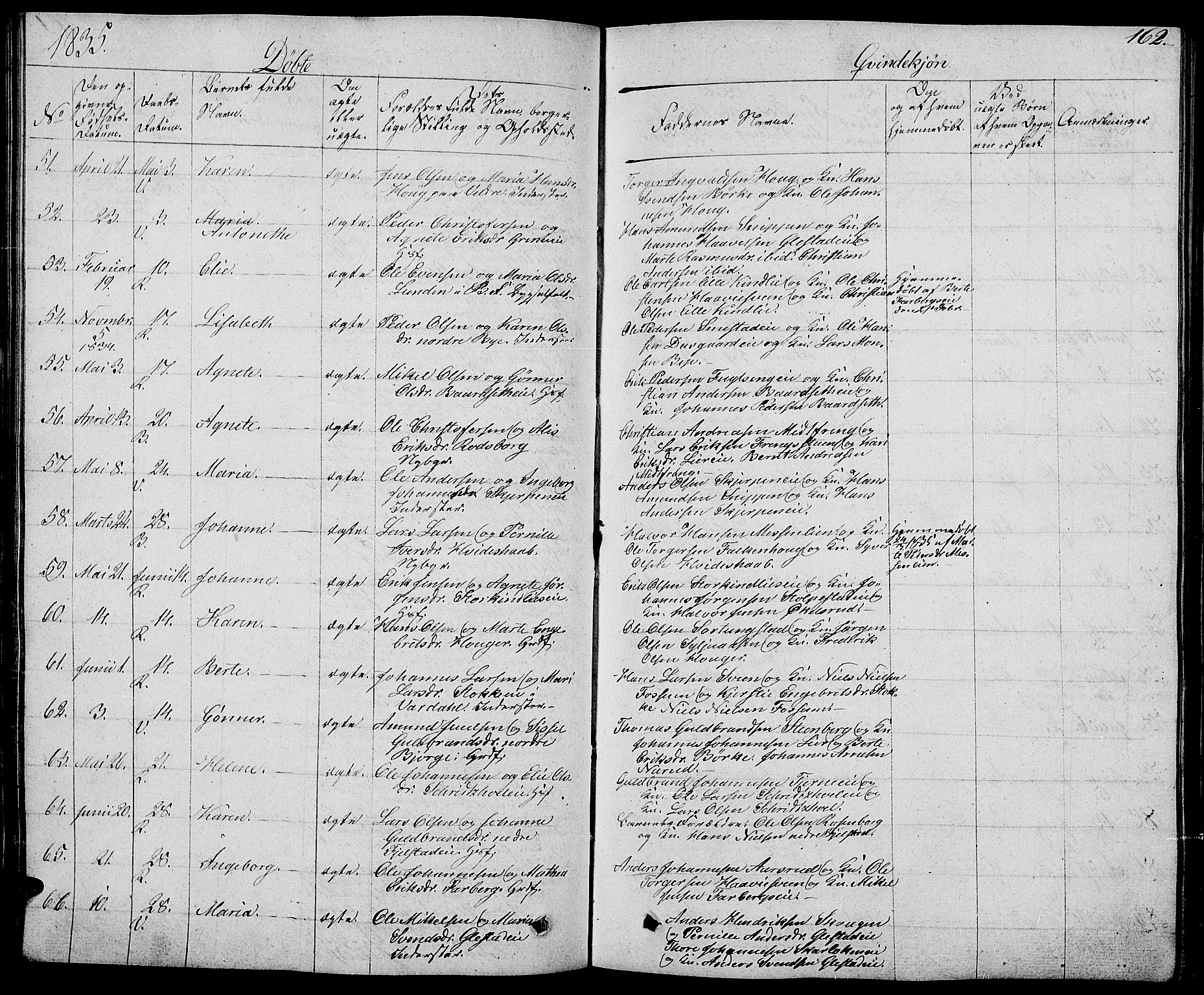 Ringsaker prestekontor, AV/SAH-PREST-014/L/La/L0004: Parish register (copy) no. 4, 1827-1838, p. 162