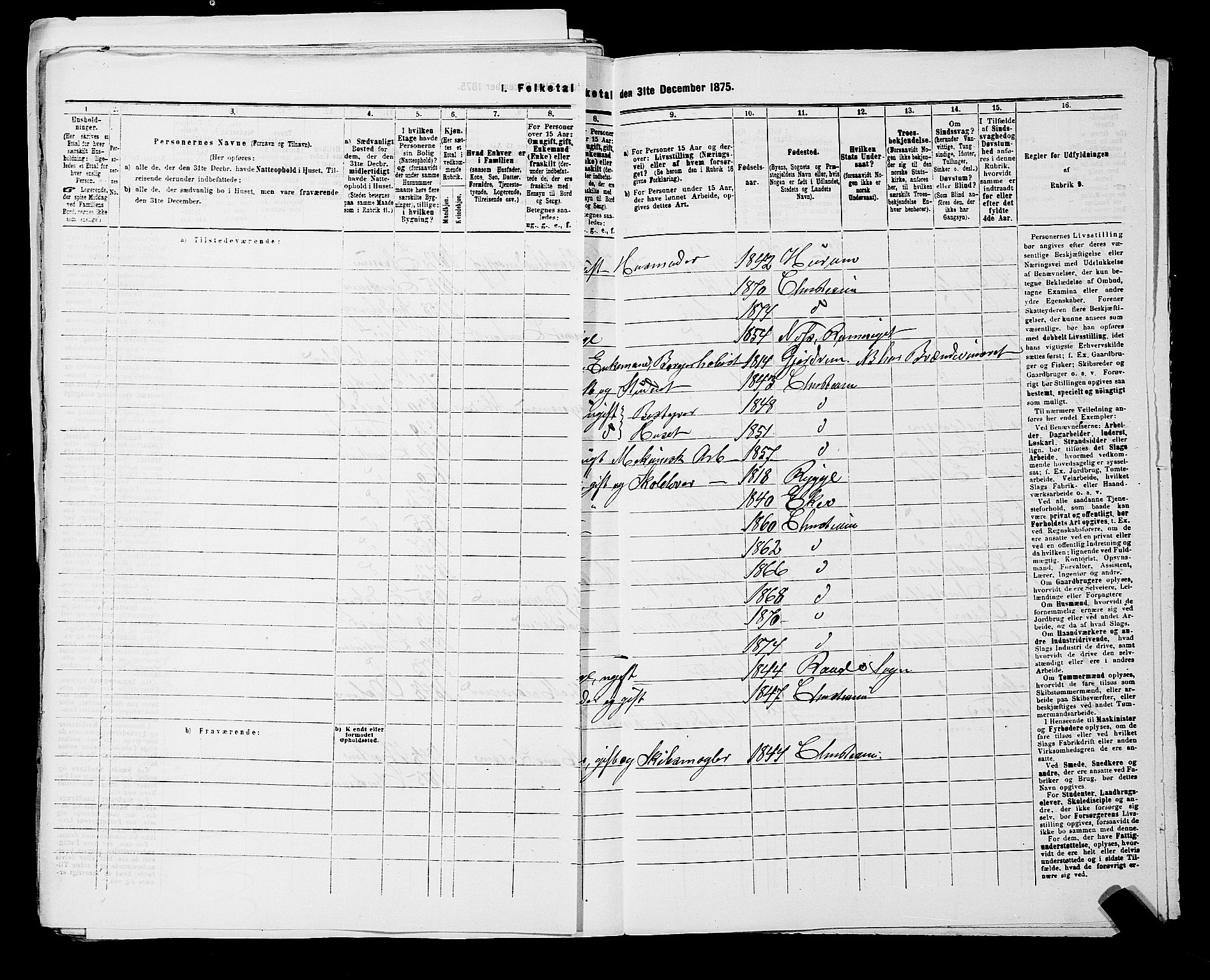 RA, 1875 census for 0301 Kristiania, 1875, p. 1601