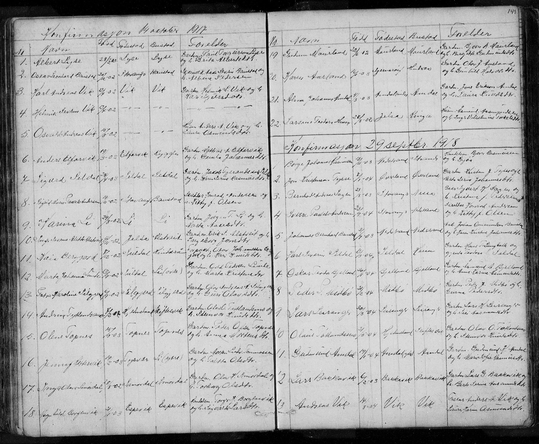Nedstrand sokneprestkontor, SAST/A-101841/01/V: Parish register (copy) no. B 3, 1848-1933, p. 143