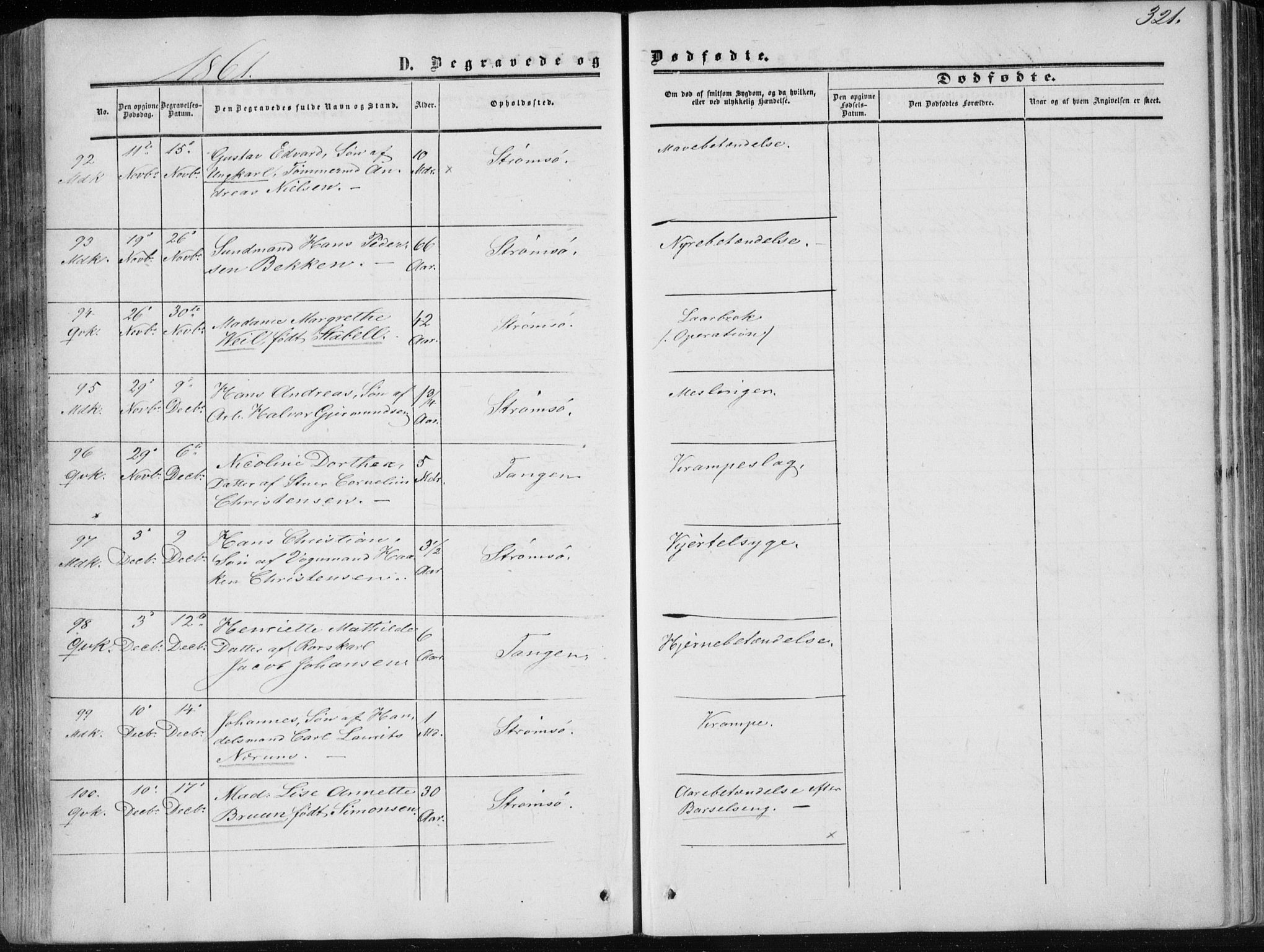 Strømsø kirkebøker, AV/SAKO-A-246/F/Fa/L0015: Parish register (official) no. I 15, 1859-1868, p. 321