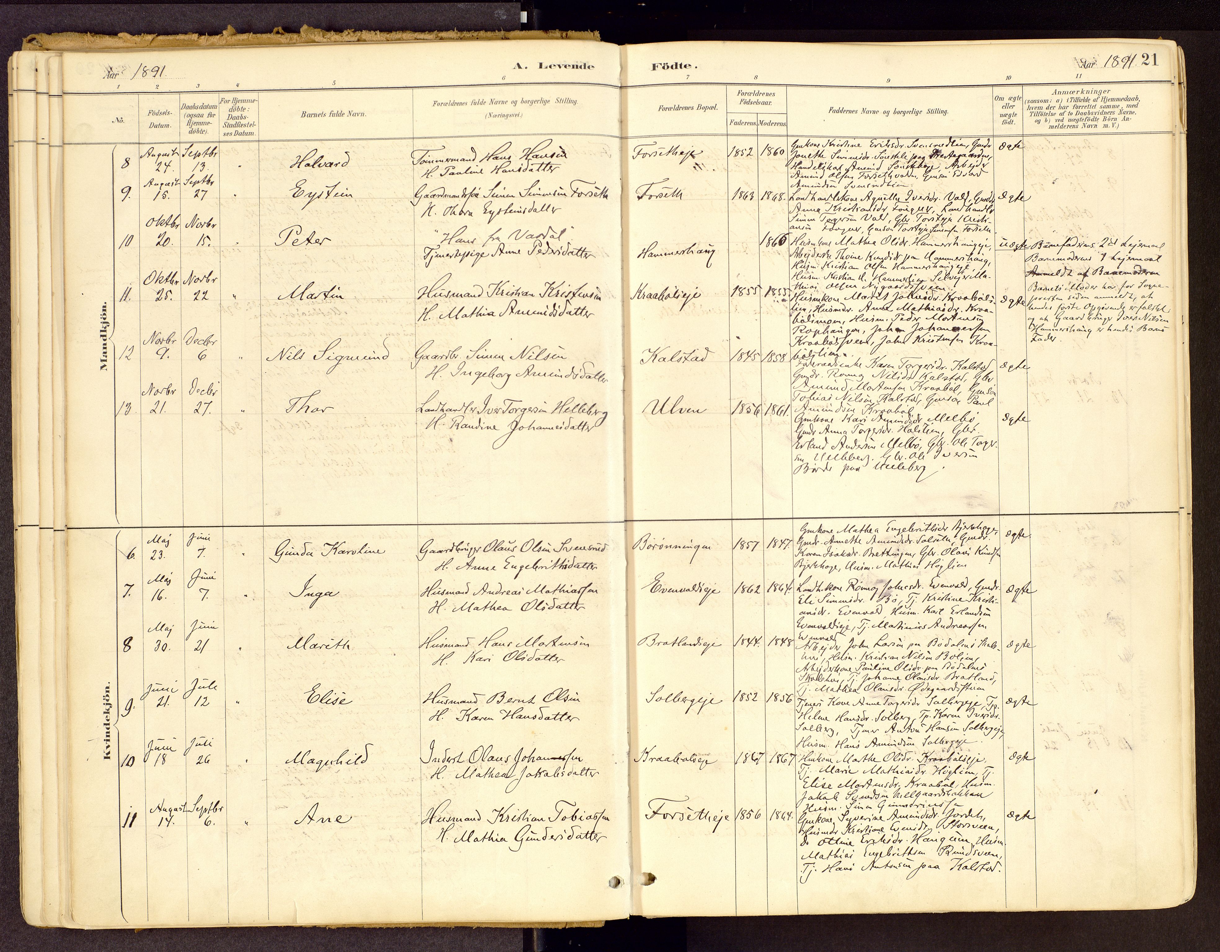 Vestre Gausdal prestekontor, AV/SAH-PREST-094/H/Ha/Haa/L0001: Parish register (official) no. 1, 1887-1914, p. 21