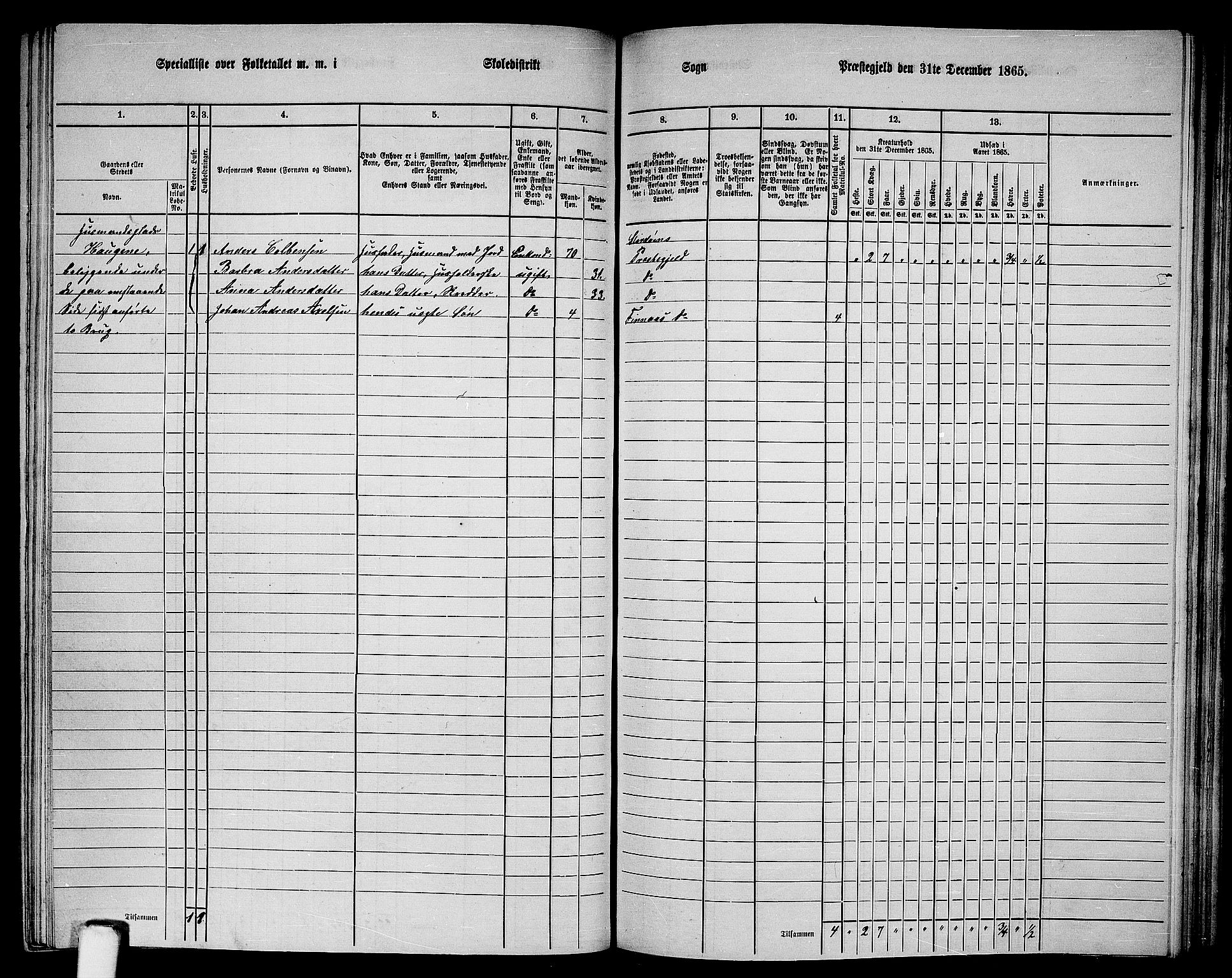 RA, 1865 census for Stord, 1865, p. 101