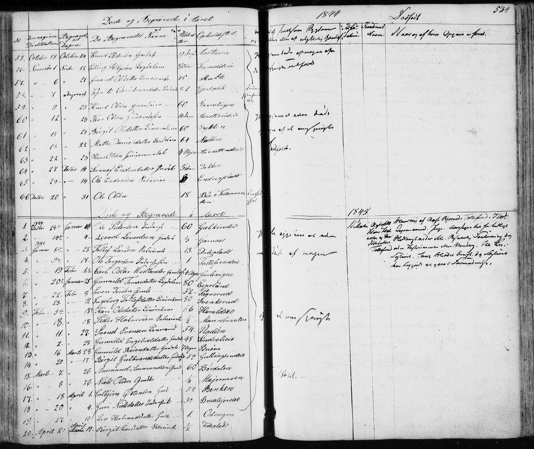 Nes kirkebøker, SAKO/A-236/F/Fa/L0009: Parish register (official) no. 9, 1834-1863, p. 534