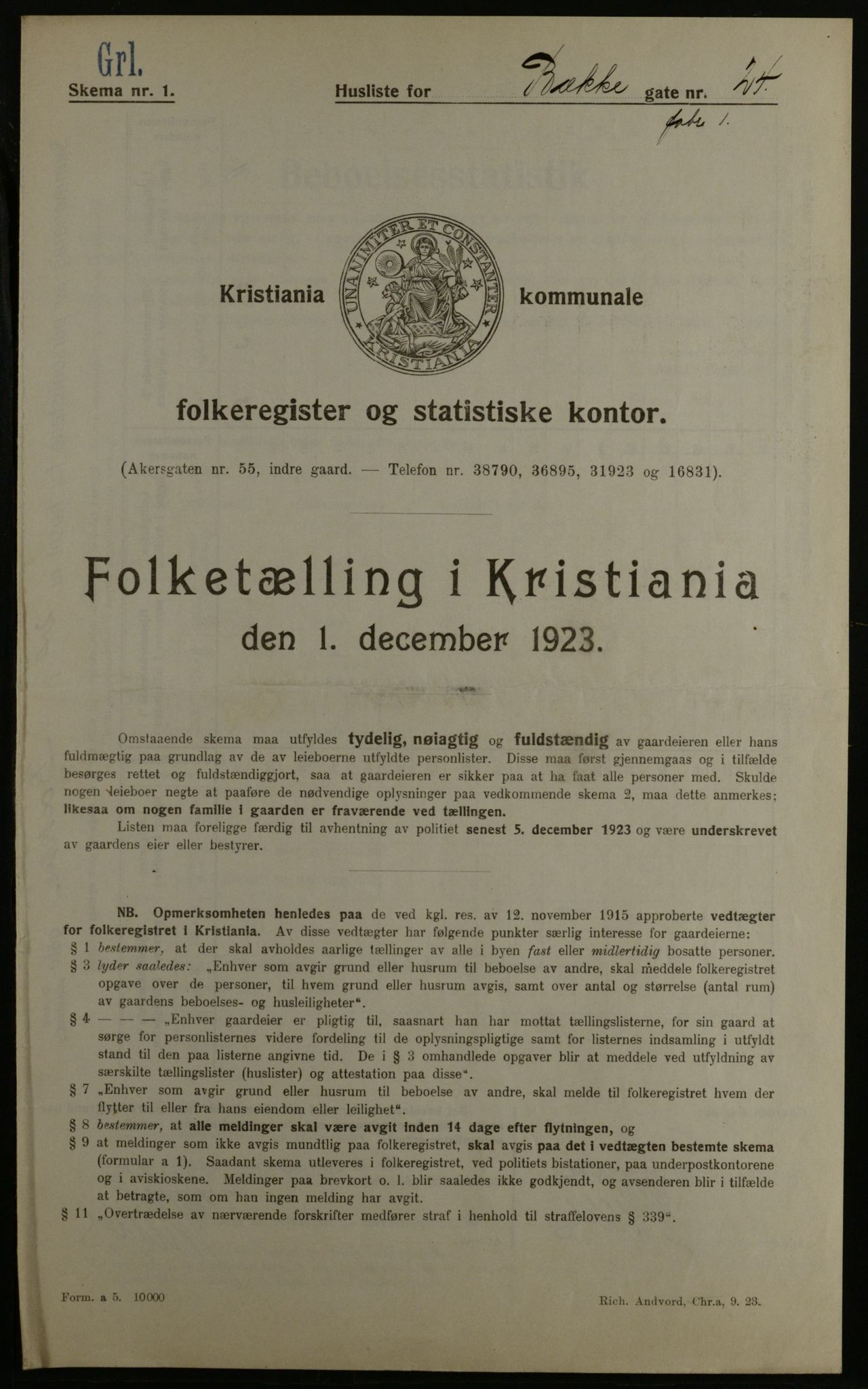OBA, Municipal Census 1923 for Kristiania, 1923, p. 12473