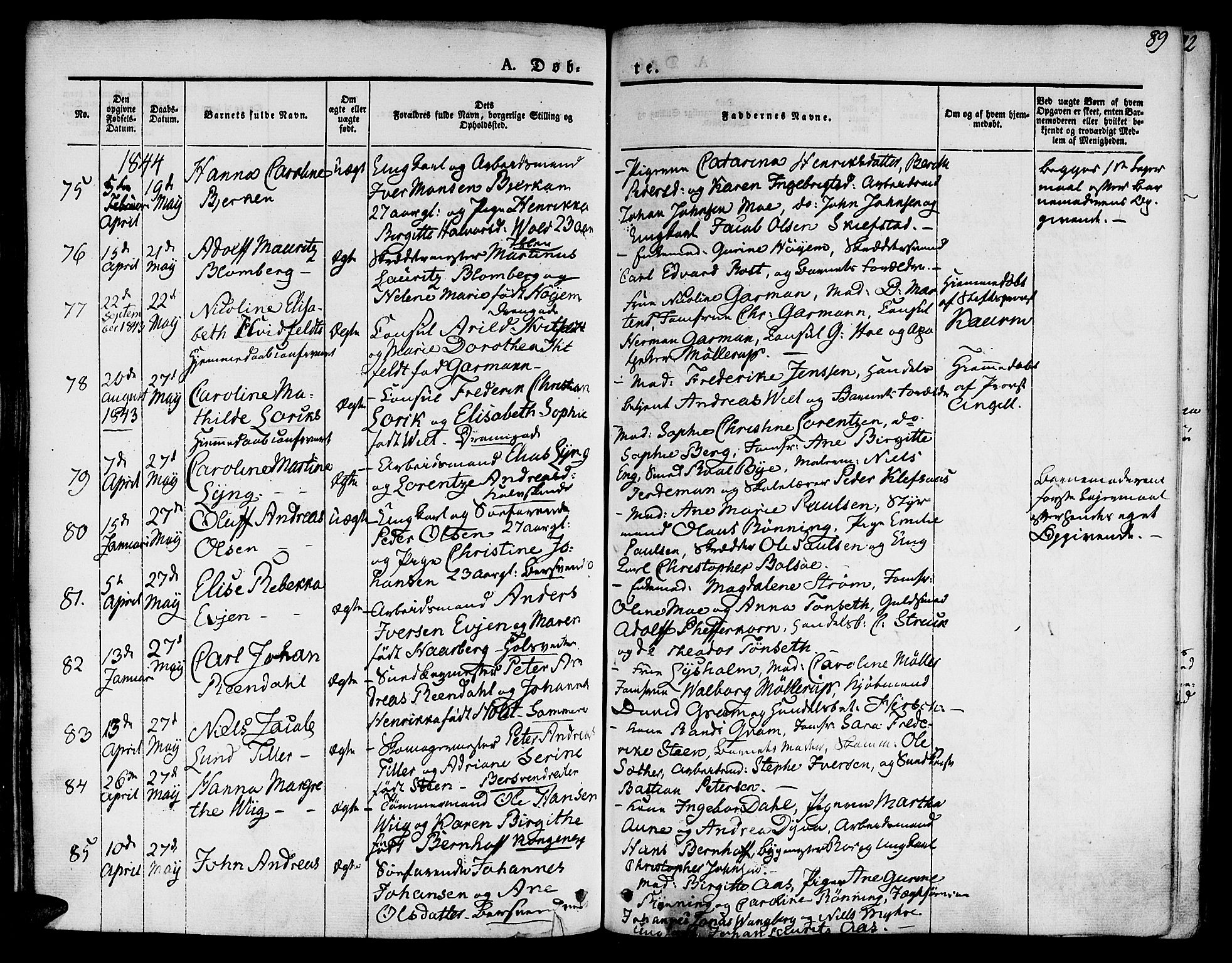 Ministerialprotokoller, klokkerbøker og fødselsregistre - Sør-Trøndelag, SAT/A-1456/601/L0048: Parish register (official) no. 601A16, 1840-1847, p. 89