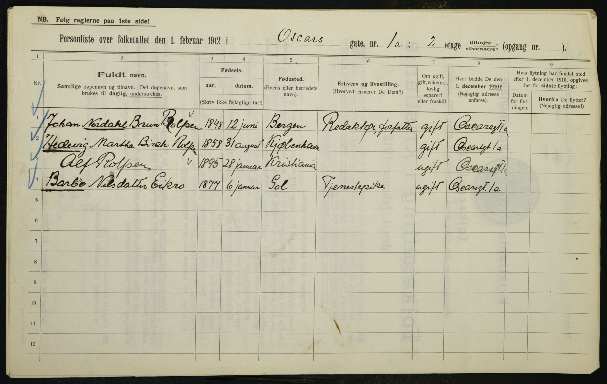 OBA, Municipal Census 1912 for Kristiania, 1912, p. 76646