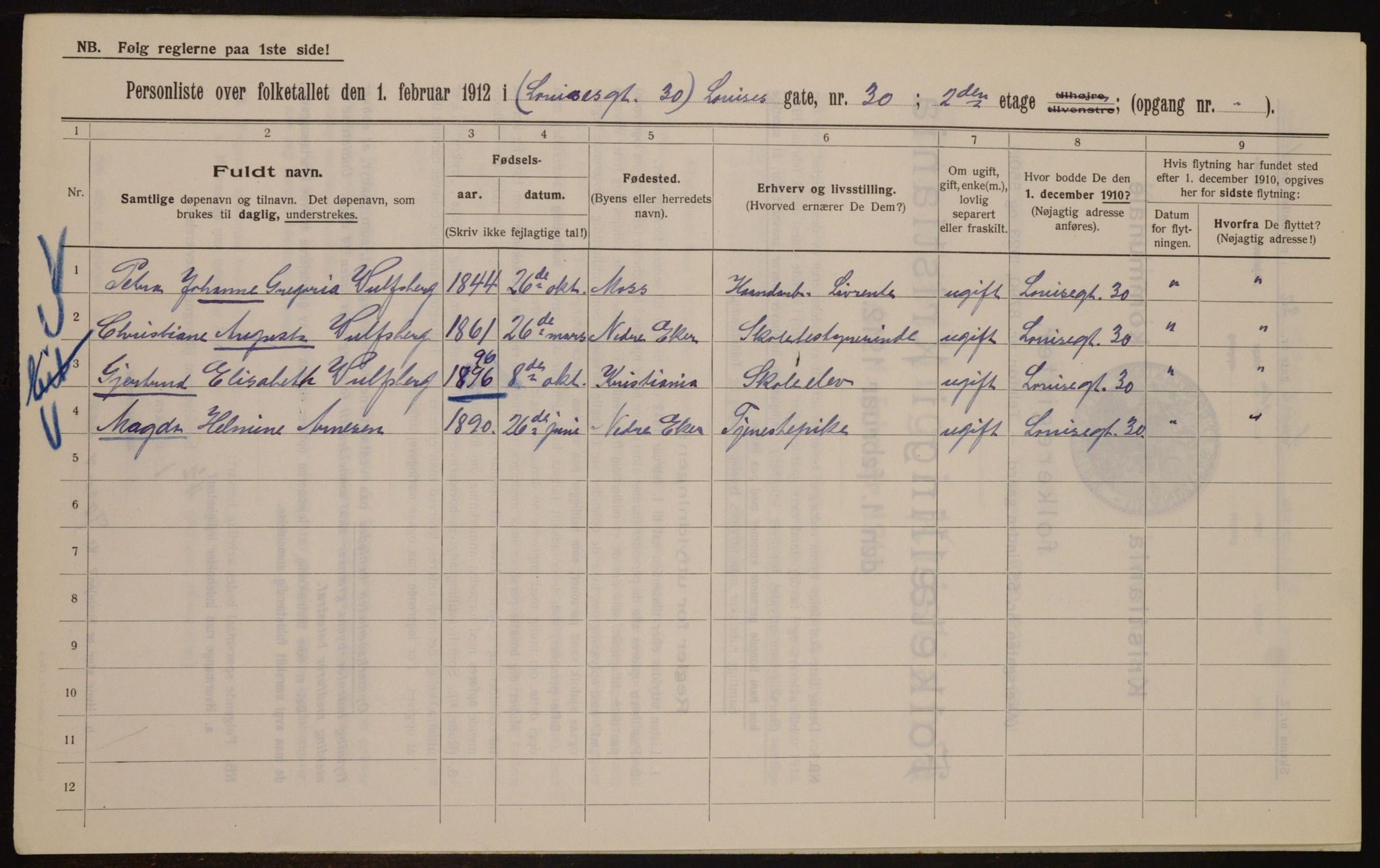 OBA, Municipal Census 1912 for Kristiania, 1912, p. 58794