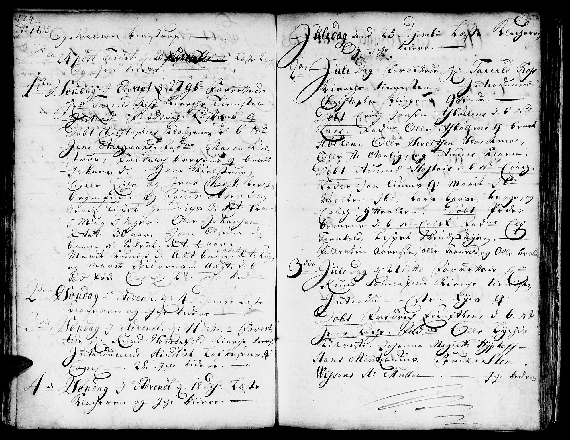 Ministerialprotokoller, klokkerbøker og fødselsregistre - Sør-Trøndelag, SAT/A-1456/671/L0839: Parish register (official) no. 671A01, 1730-1755, p. 124-125
