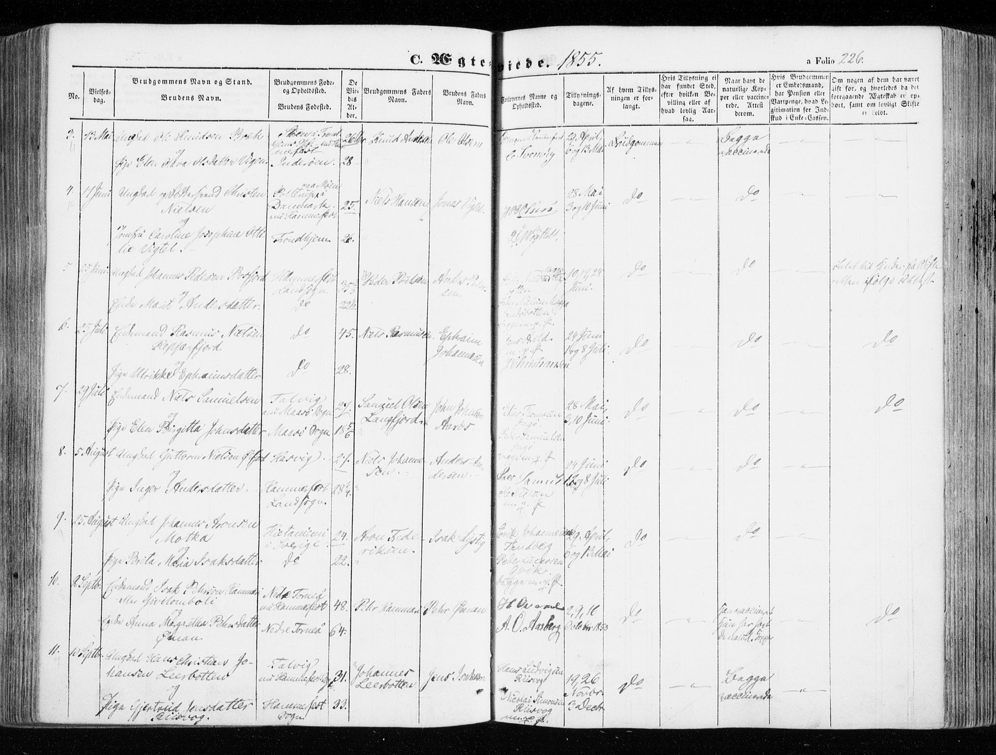Hammerfest sokneprestkontor, SATØ/S-1347/H/Ha/L0004.kirke: Parish register (official) no. 4, 1843-1856, p. 226