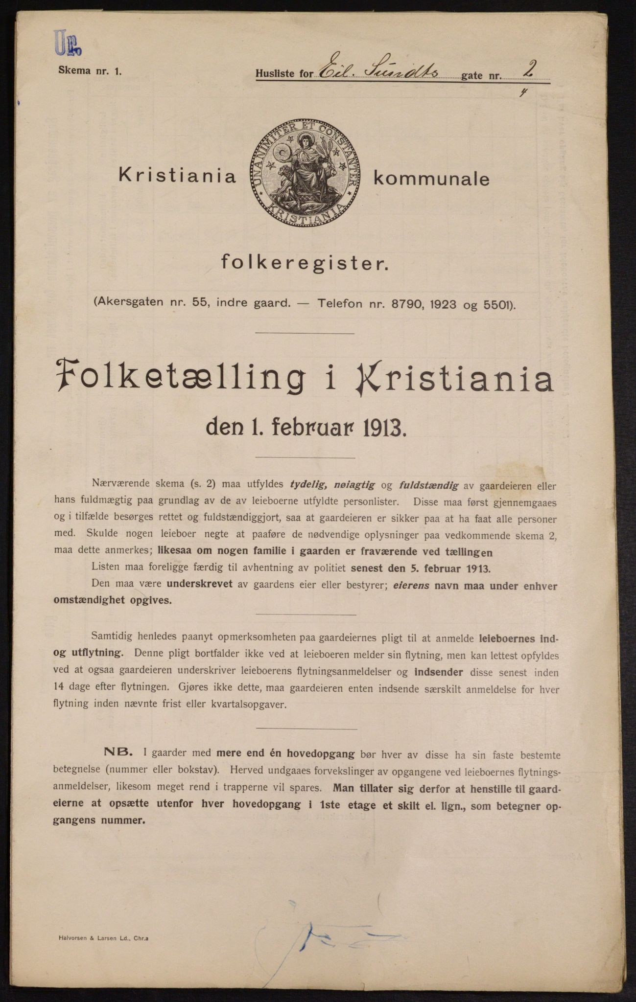 OBA, Municipal Census 1913 for Kristiania, 1913, p. 19045