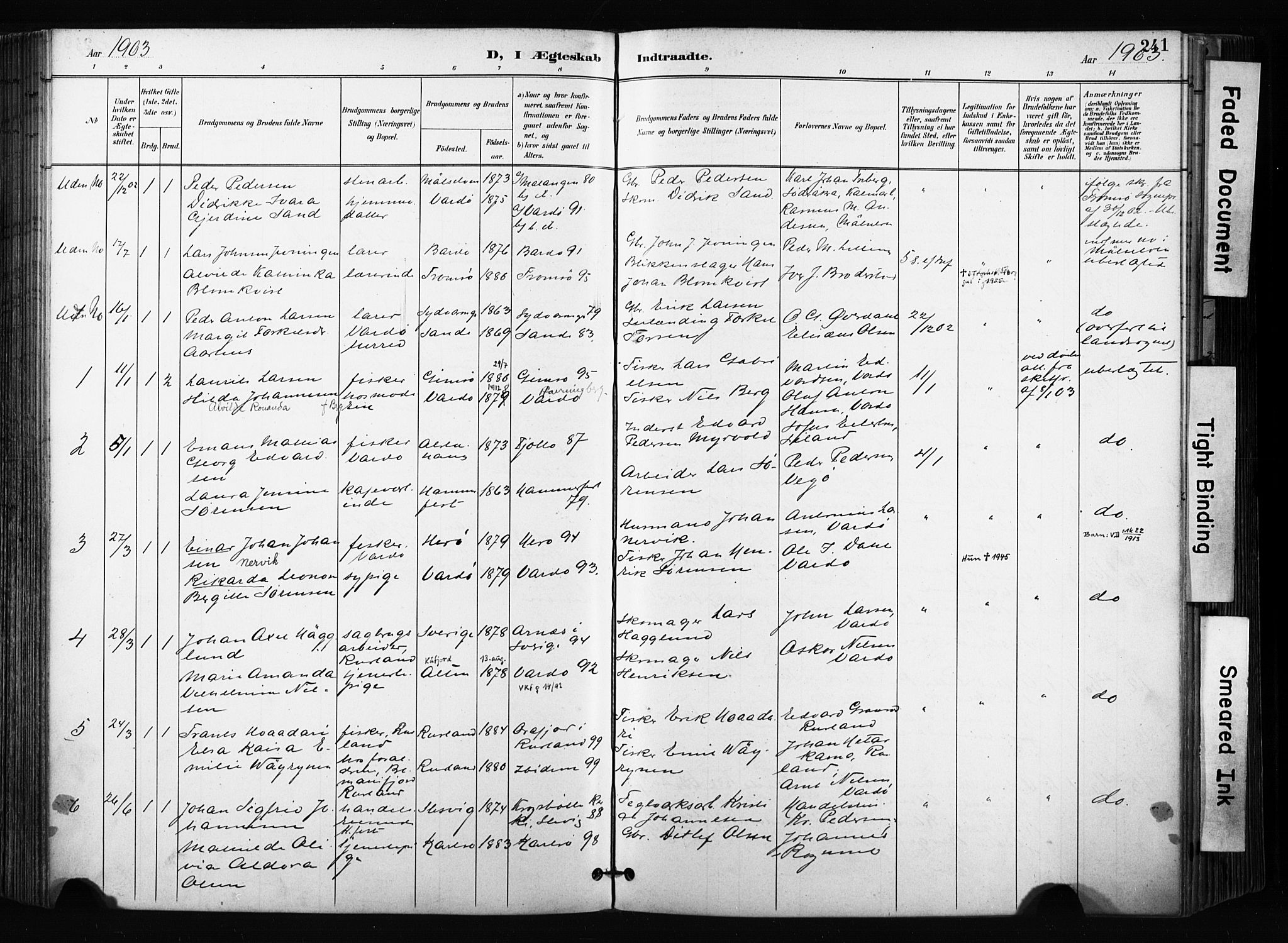 Vardø sokneprestkontor, AV/SATØ-S-1332/H/Ha/L0010kirke: Parish register (official) no. 10, 1895-1907, p. 241