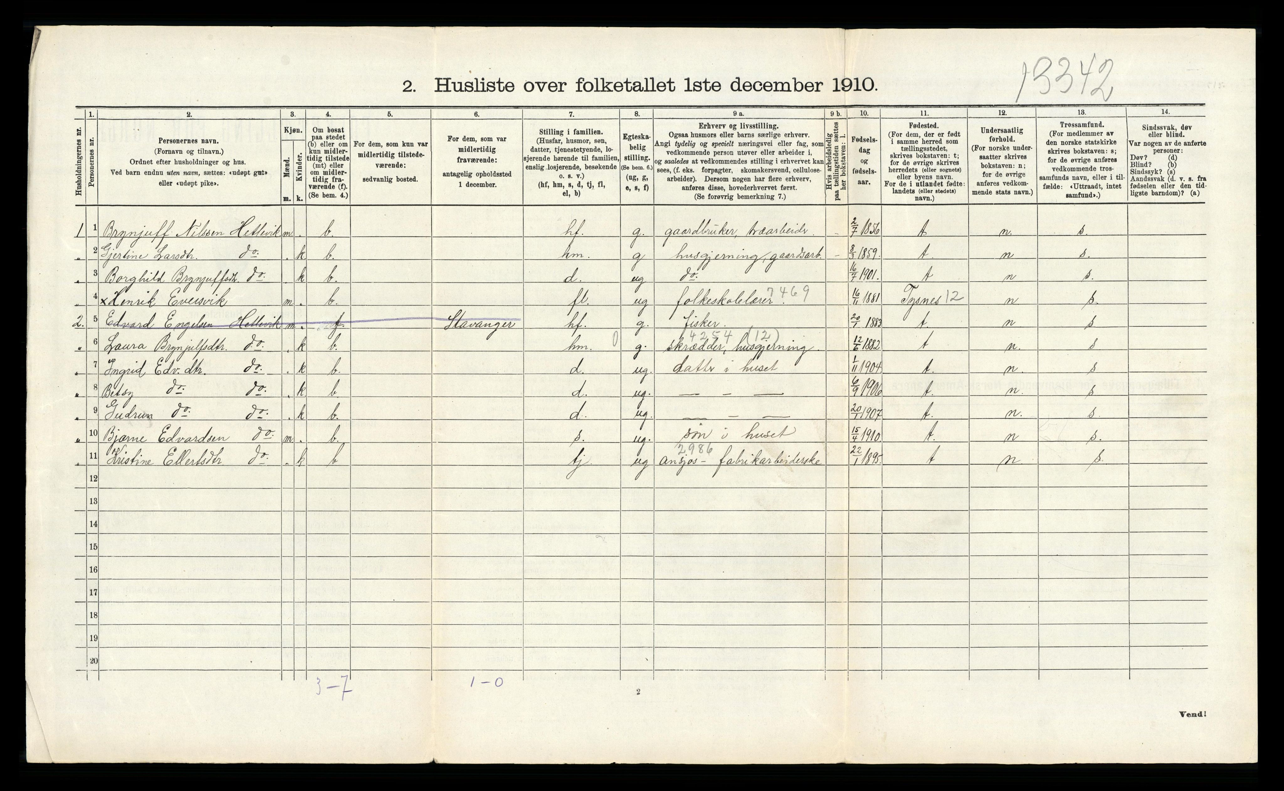 RA, 1910 census for Askøy, 1910, p. 895