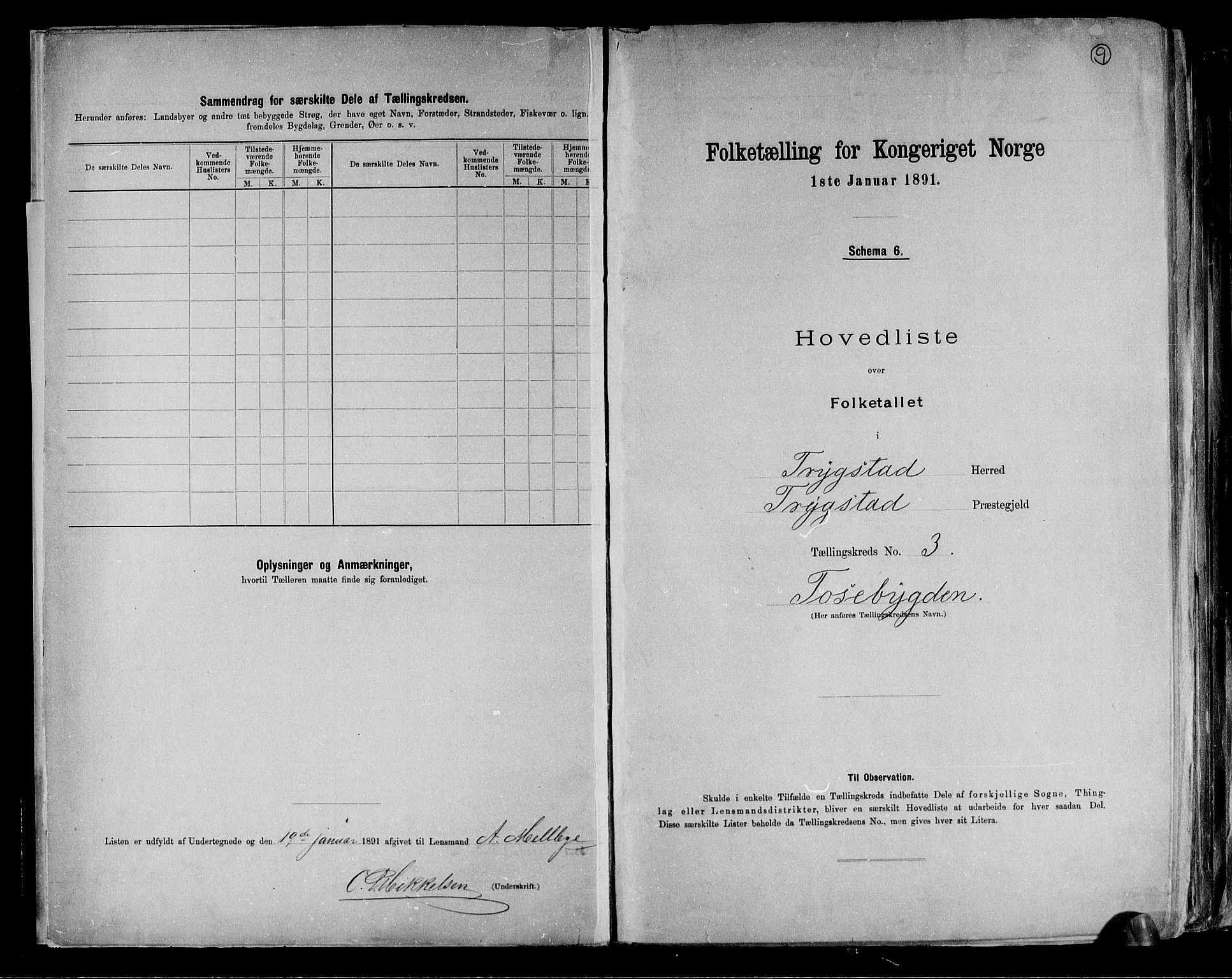 RA, 1891 Census for 0122 Trøgstad, 1891, p. 9