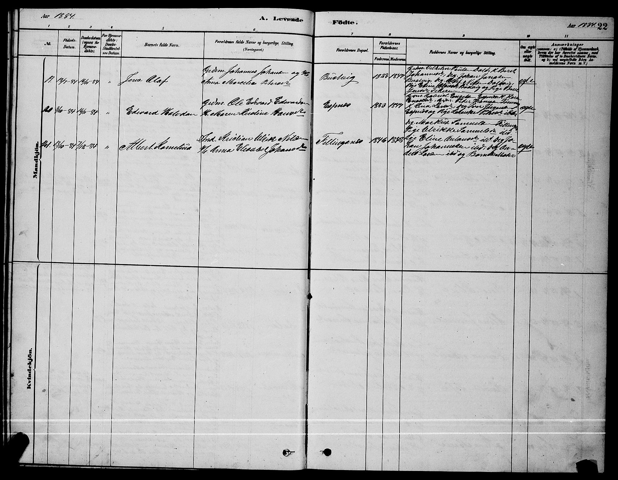 Ministerialprotokoller, klokkerbøker og fødselsregistre - Sør-Trøndelag, AV/SAT-A-1456/641/L0597: Parish register (copy) no. 641C01, 1878-1893, p. 22
