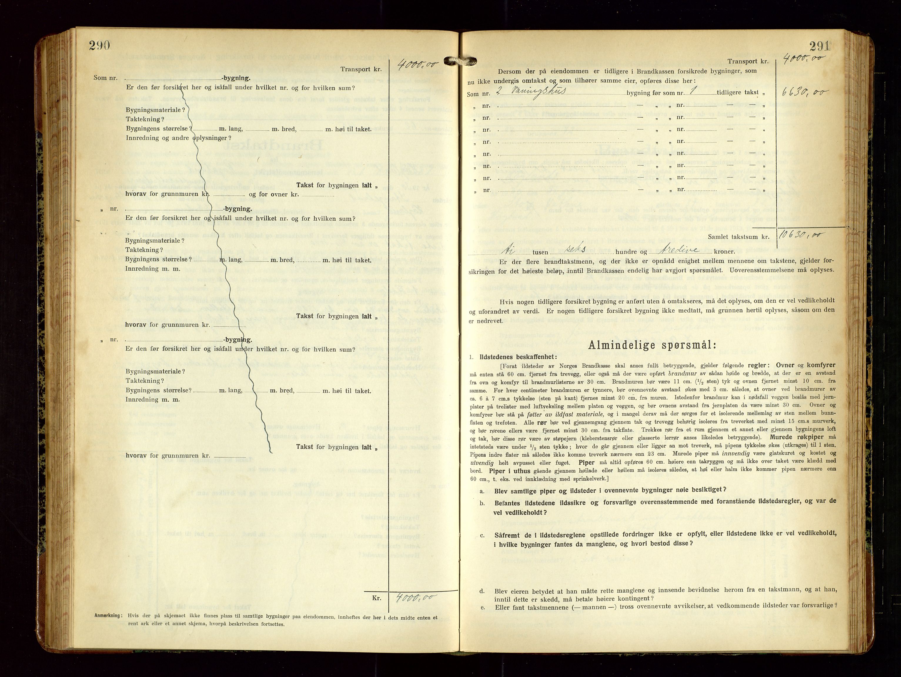 Høyland/Sandnes lensmannskontor, AV/SAST-A-100166/Gob/L0004: "Brandtakstprotokol", 1924-1933, p. 290-291