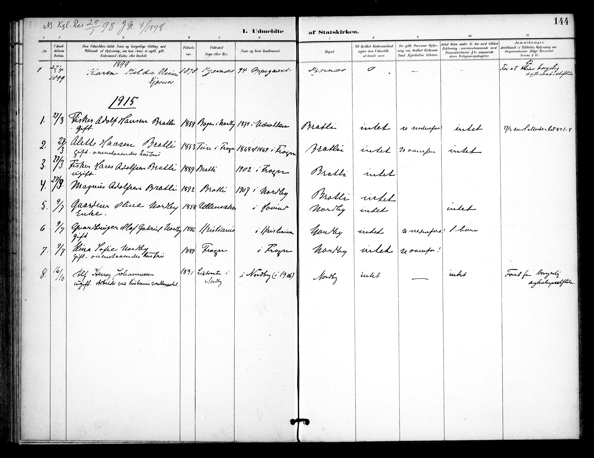 Ås prestekontor Kirkebøker, SAO/A-10894/F/Fb/L0002: Parish register (official) no. II 2, 1895-1916, p. 144