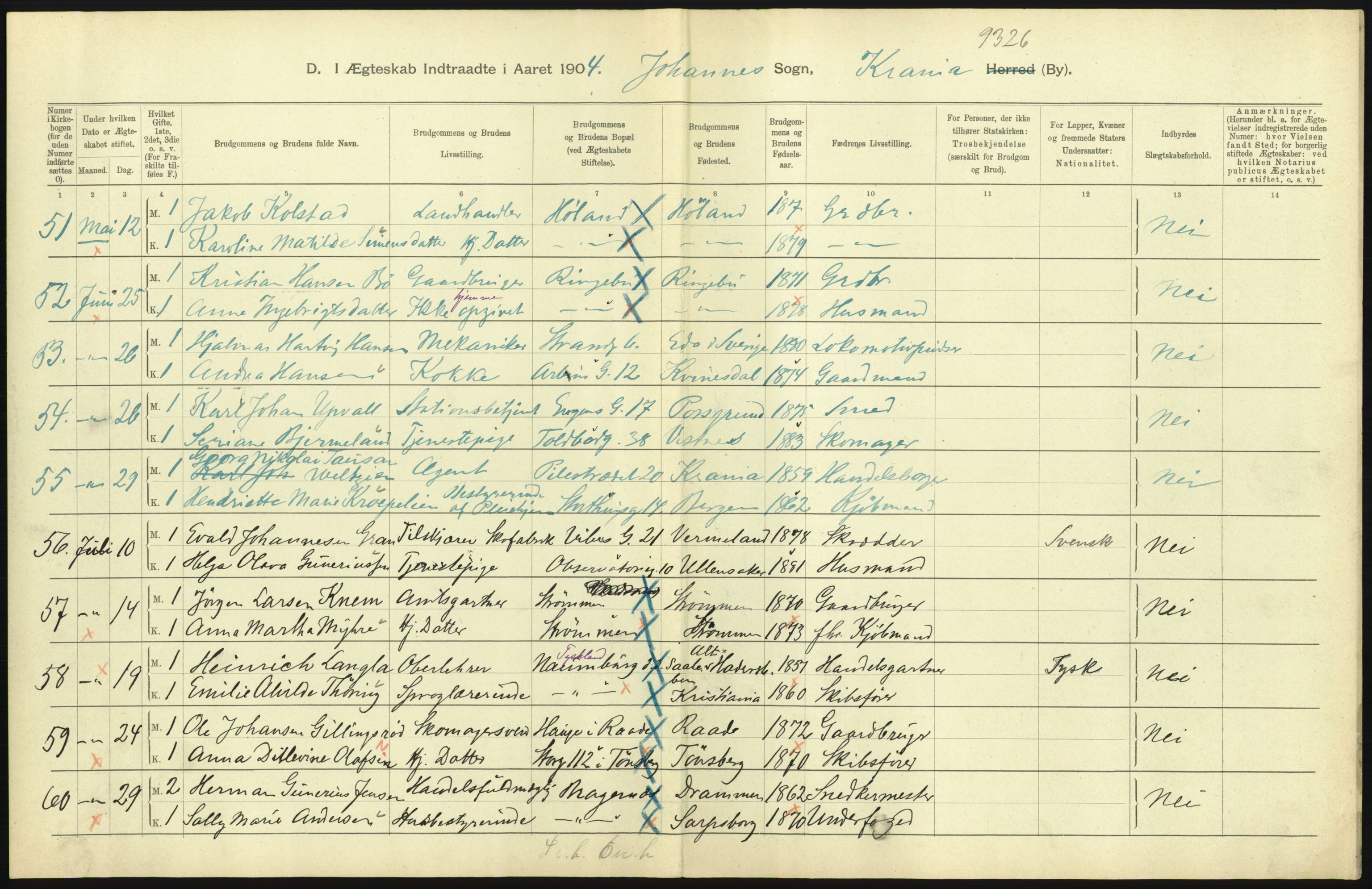 Statistisk sentralbyrå, Sosiodemografiske emner, Befolkning, AV/RA-S-2228/D/Df/Dfa/Dfab/L0004: Kristiania: Gifte, døde, 1904, p. 205