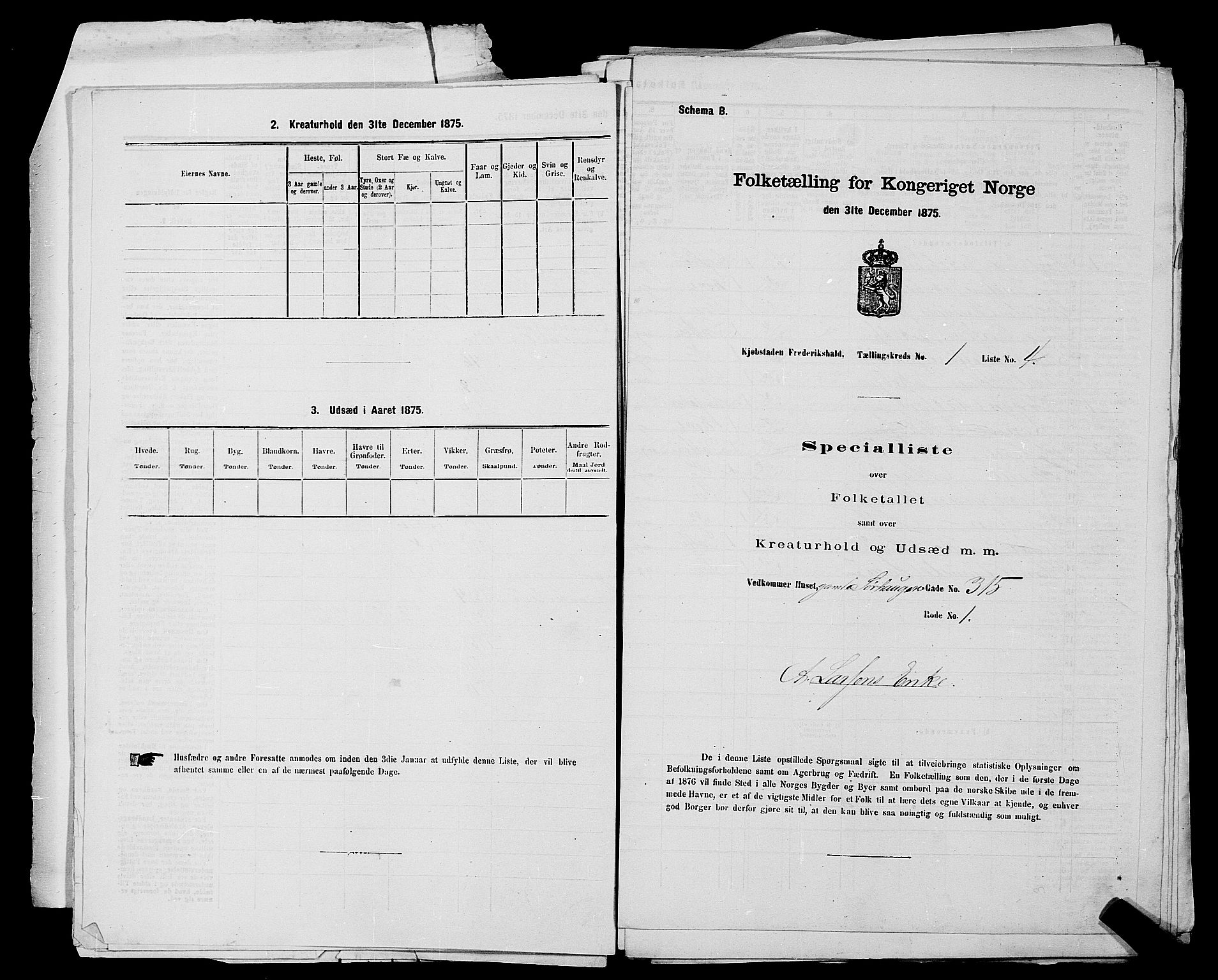 RA, 1875 census for 0101P Fredrikshald, 1875, p. 18