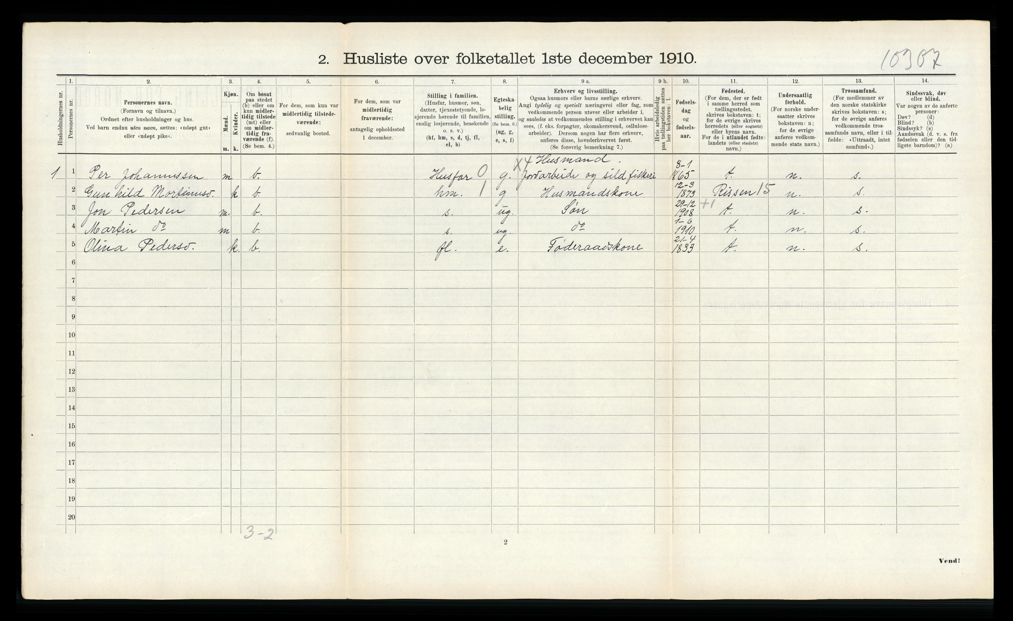 RA, 1910 census for Frosta, 1910, p. 708