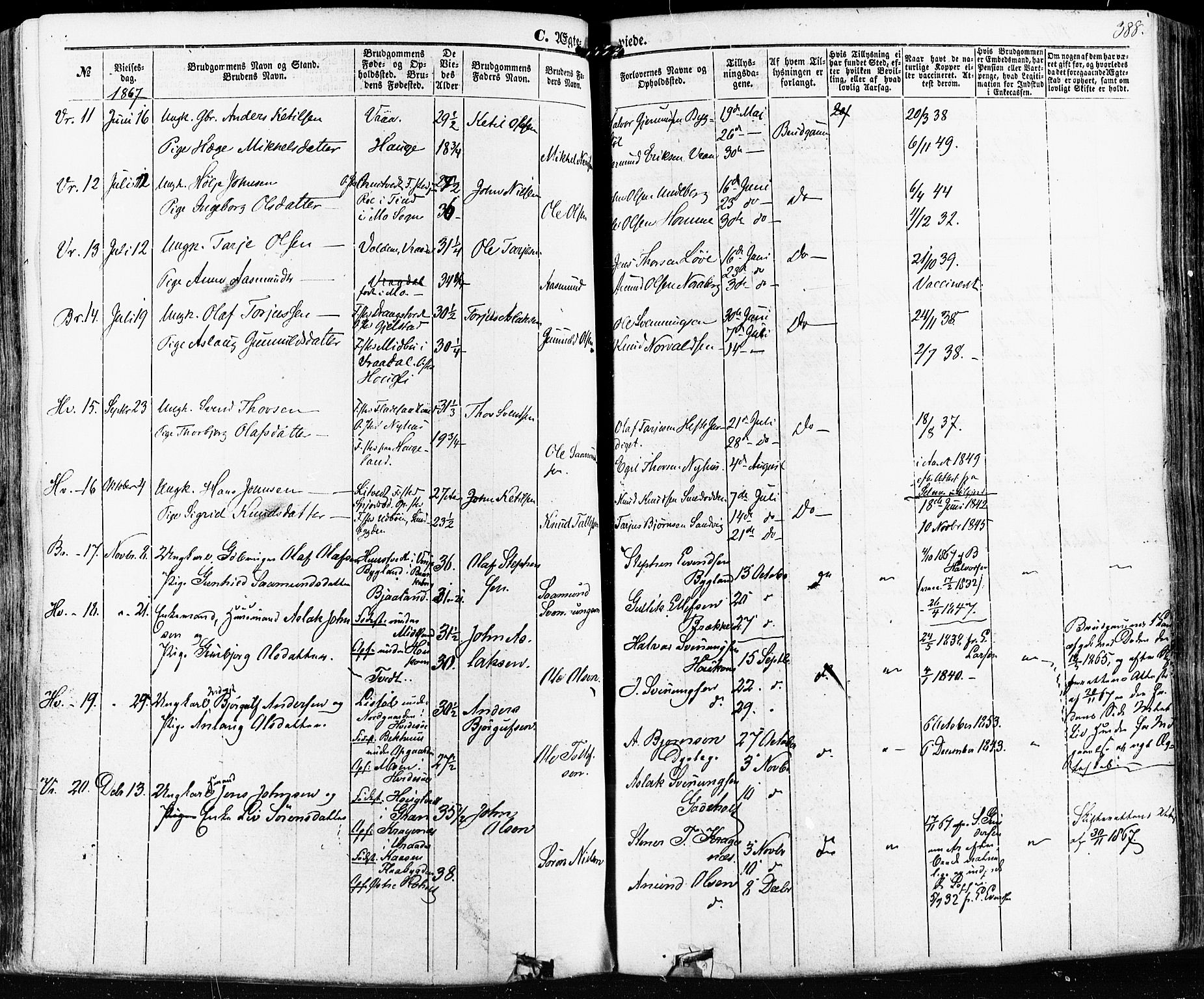 Kviteseid kirkebøker, SAKO/A-276/F/Fa/L0007: Parish register (official) no. I 7, 1859-1881, p. 388