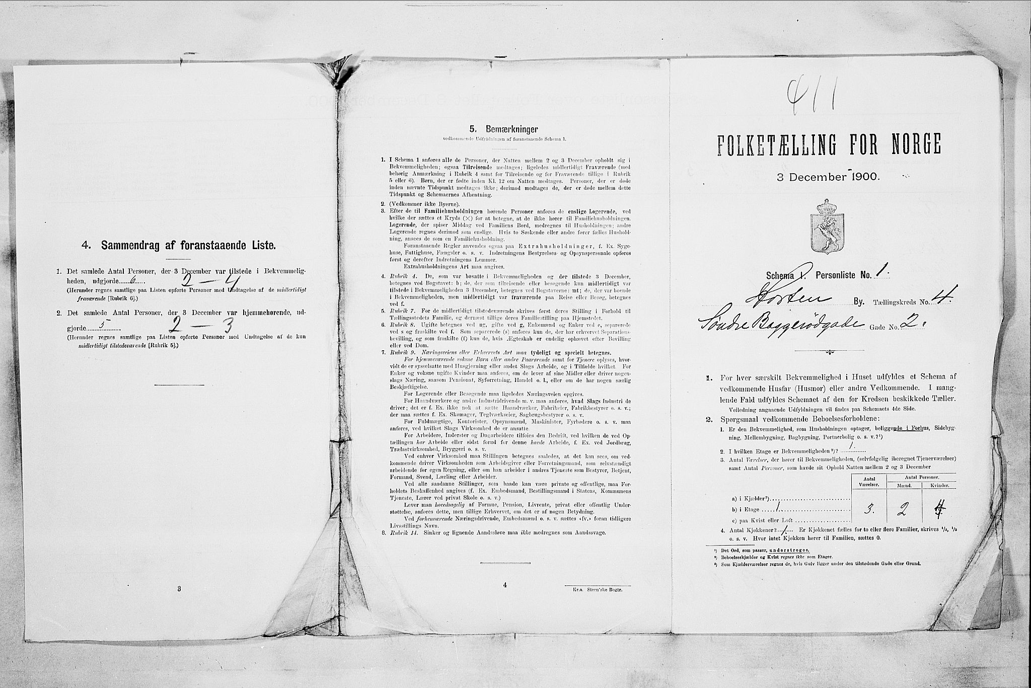 RA, 1900 census for Horten, 1900, p. 3737