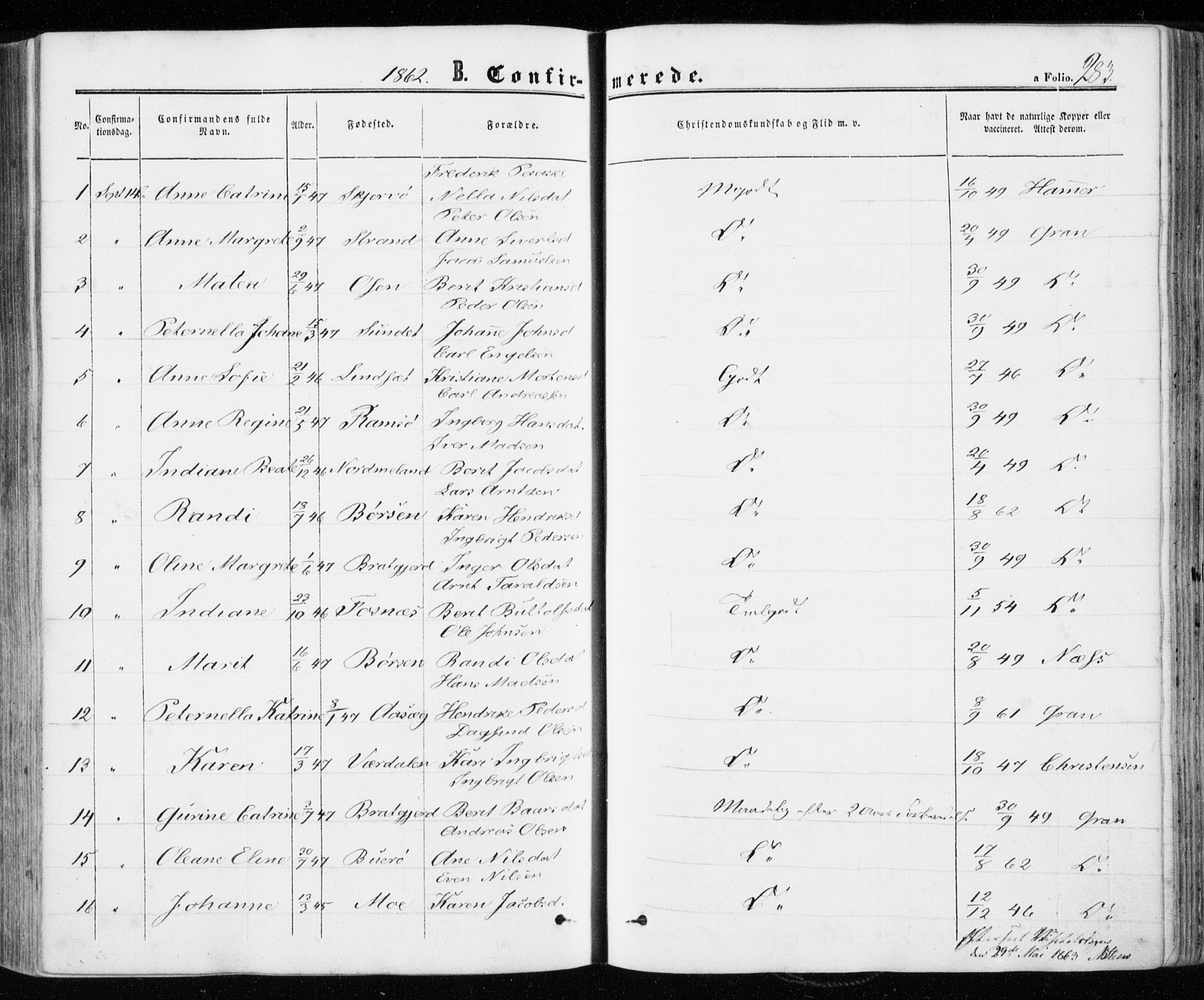 Ministerialprotokoller, klokkerbøker og fødselsregistre - Sør-Trøndelag, AV/SAT-A-1456/657/L0705: Parish register (official) no. 657A06, 1858-1867, p. 283