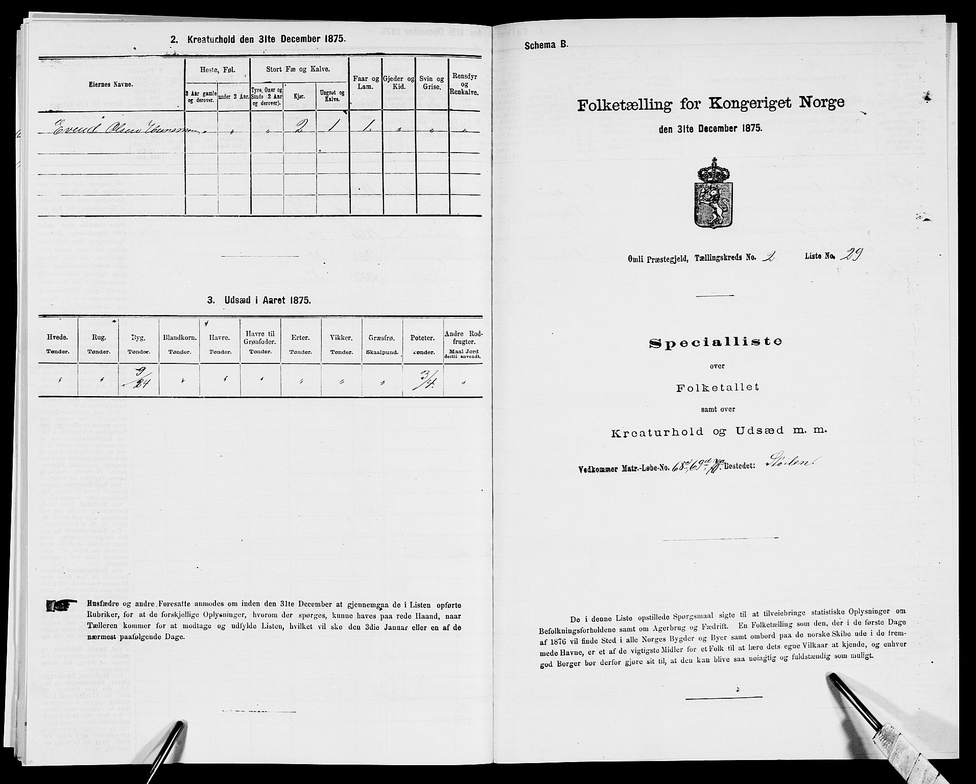 SAK, 1875 census for 0929P Åmli, 1875, p. 172