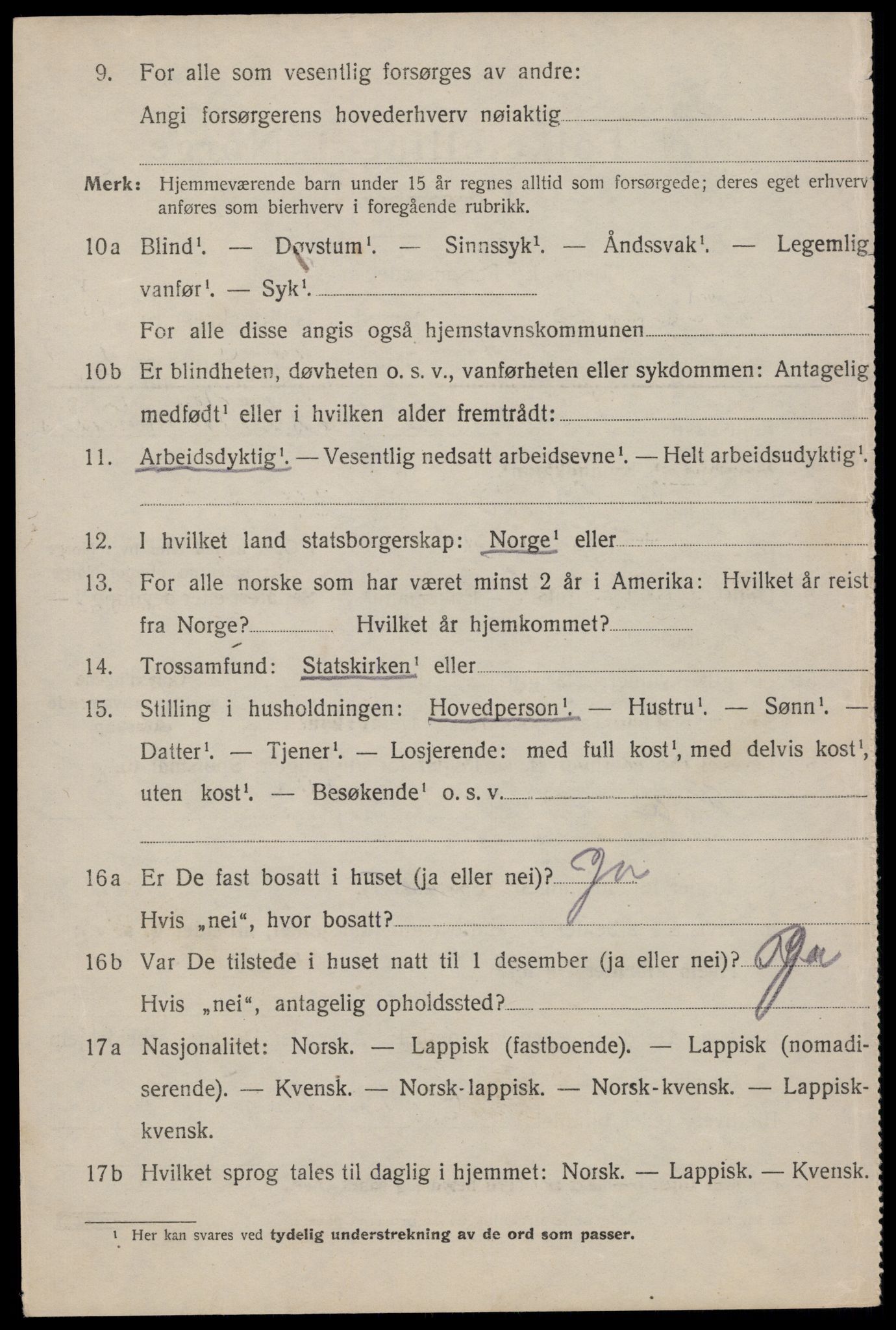 SAT, 1920 census for Flakstad, 1920, p. 1218