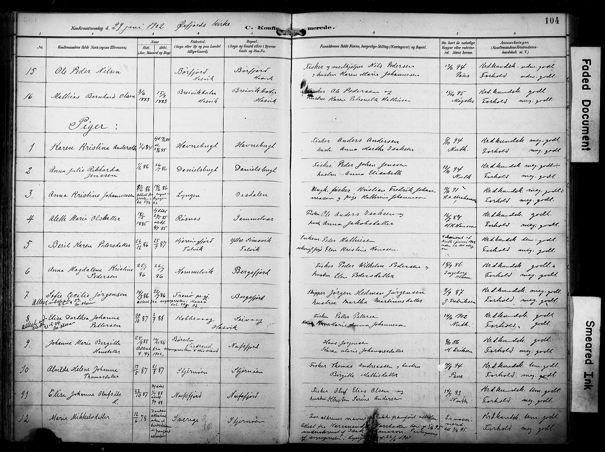 Loppa sokneprestkontor, SATØ/S-1339/H/Ha/L0009kirke: Parish register (official) no. 9, 1895-1909, p. 104