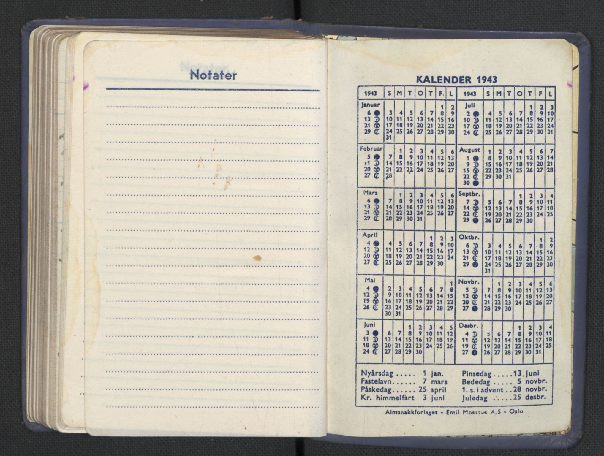 Quisling, Vidkun, AV/RA-PA-0750/H/L0001: 7. sanser (lommealmanakker) med Quislings egenhendige innførsler - 22 stk. i skinnmappe, 1922-1944, p. 1841