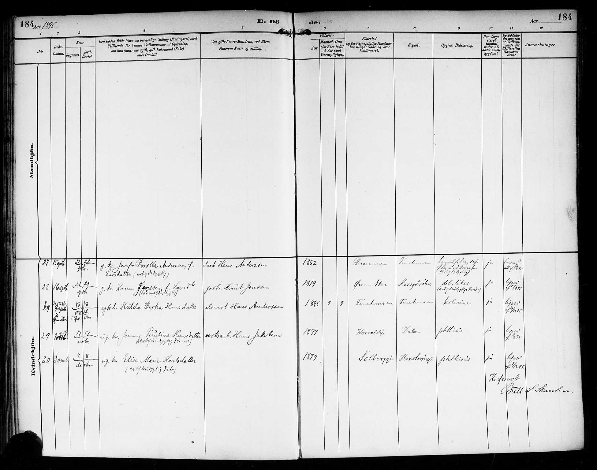 Nedre Eiker kirkebøker, AV/SAKO-A-612/F/Fa/L0004: Parish register (official) no. 4, 1893-1898, p. 184