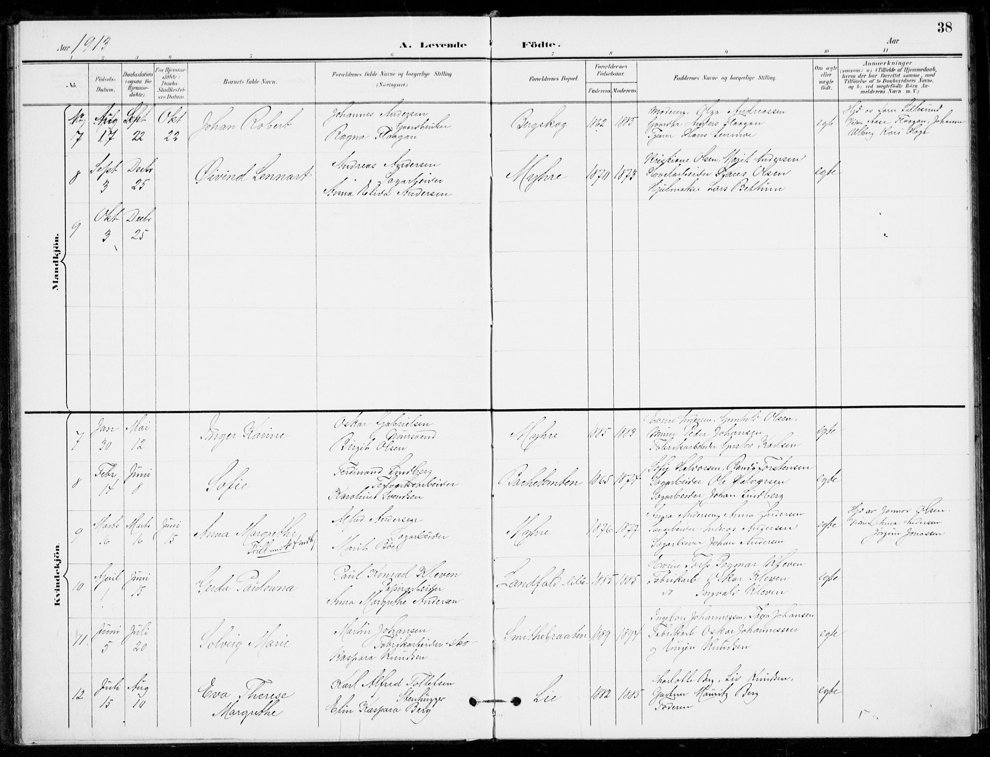 Åssiden kirkebøker, SAKO/A-251/F/Fa/L0002: Parish register (official) no. 2, 1896-1916, p. 38