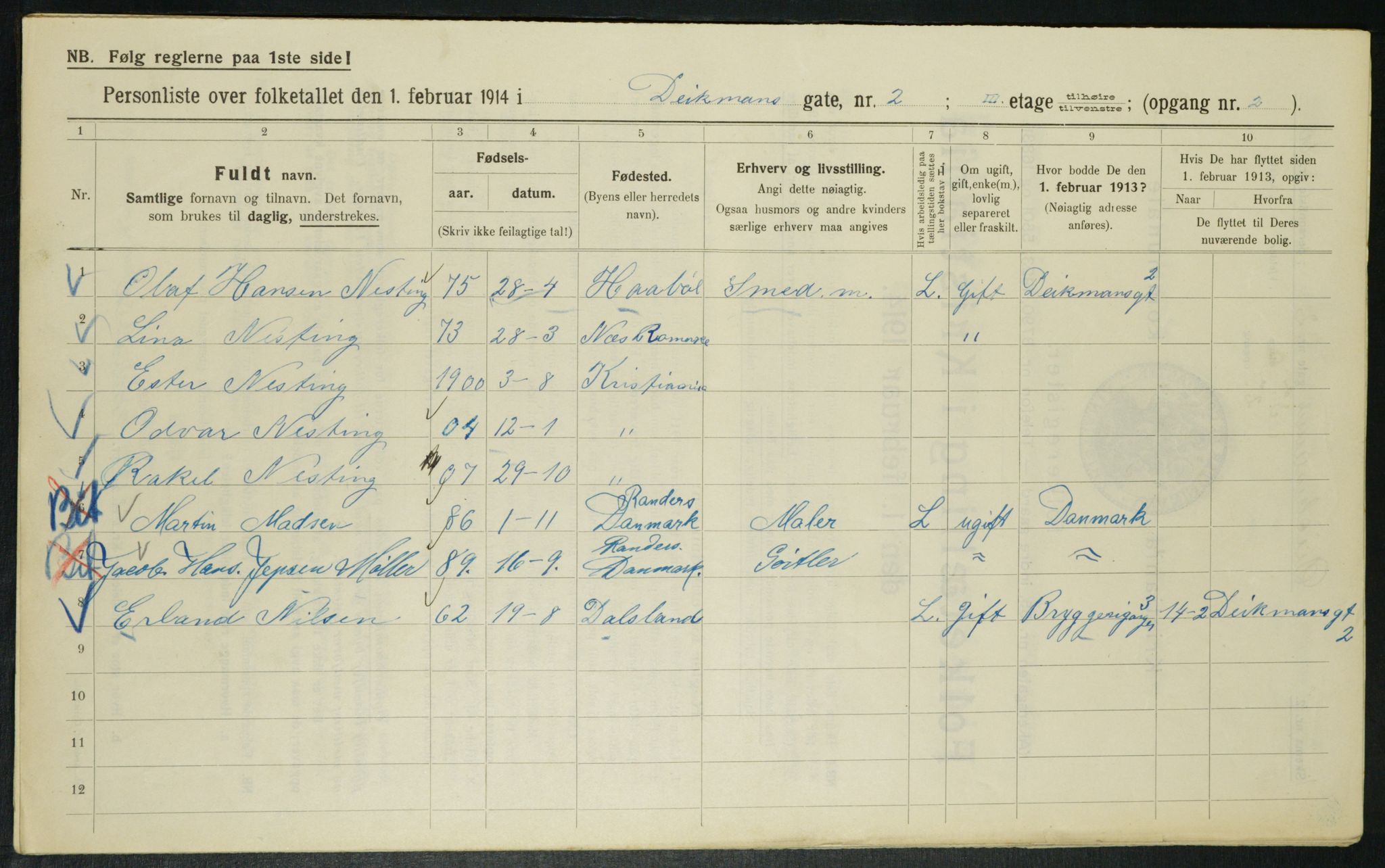 OBA, Municipal Census 1914 for Kristiania, 1914, p. 15540