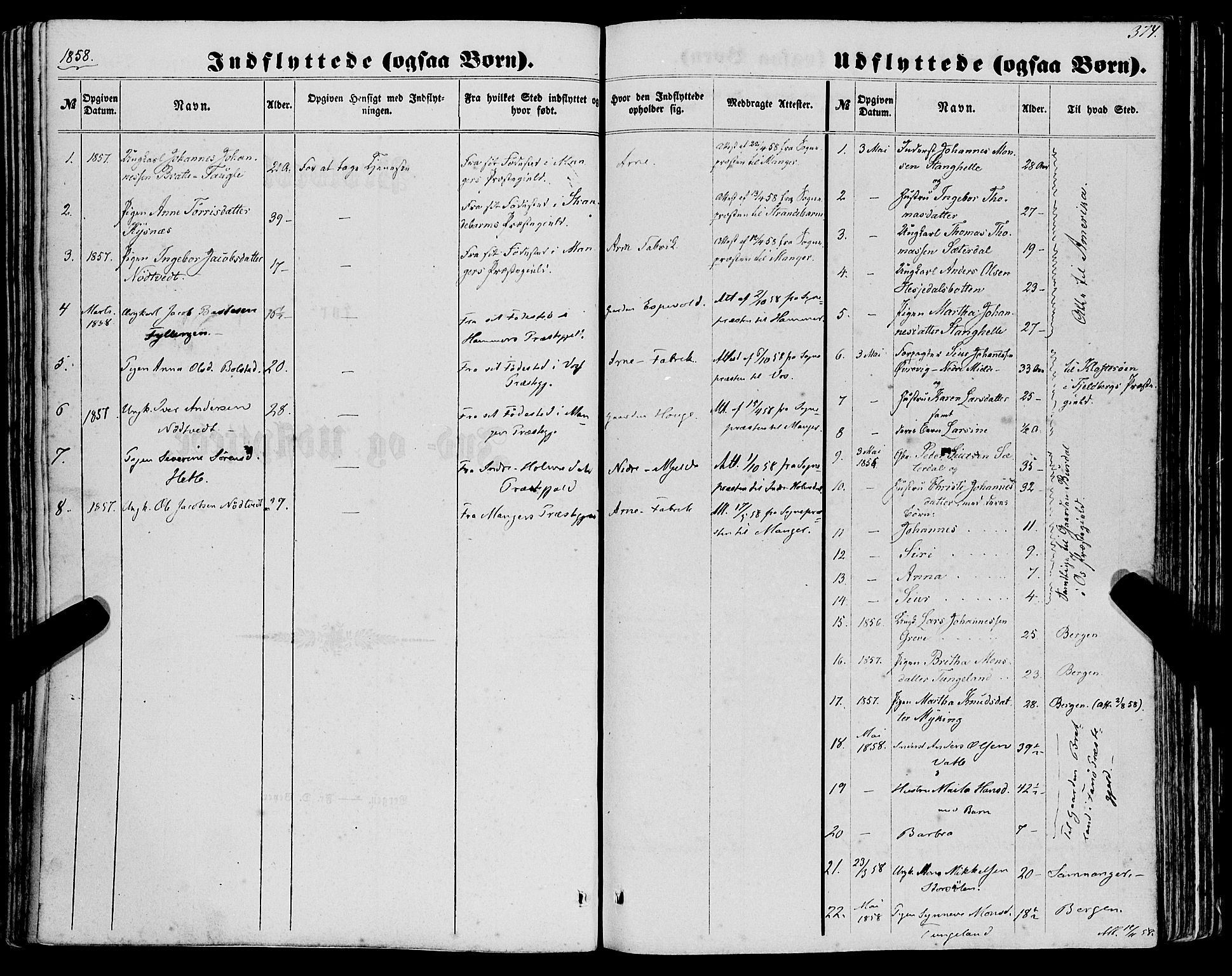 Haus sokneprestembete, AV/SAB-A-75601/H/Haa: Parish register (official) no. A 17, 1858-1870, p. 374