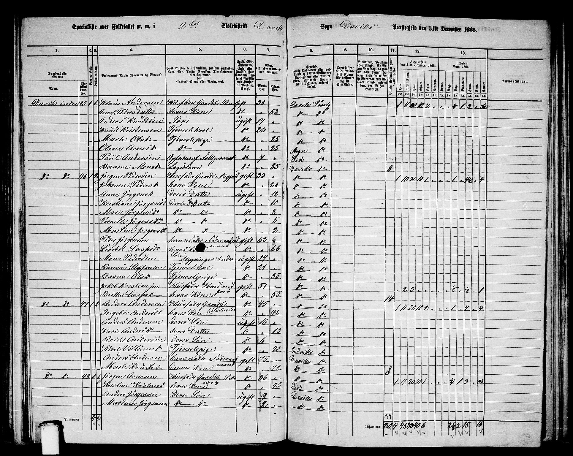 RA, 1865 census for Davik, 1865, p. 32