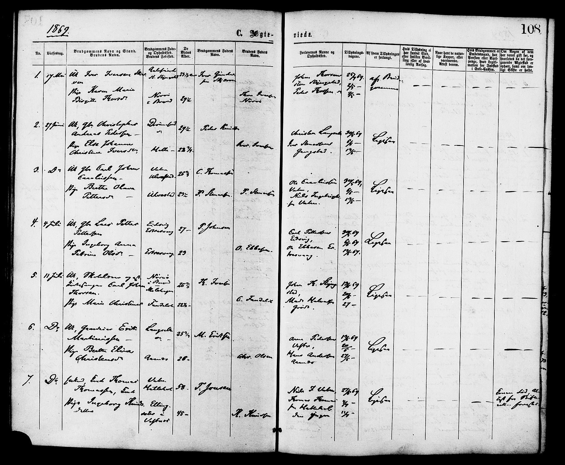 Ministerialprotokoller, klokkerbøker og fødselsregistre - Møre og Romsdal, AV/SAT-A-1454/525/L0373: Parish register (official) no. 525A03, 1864-1879, p. 108
